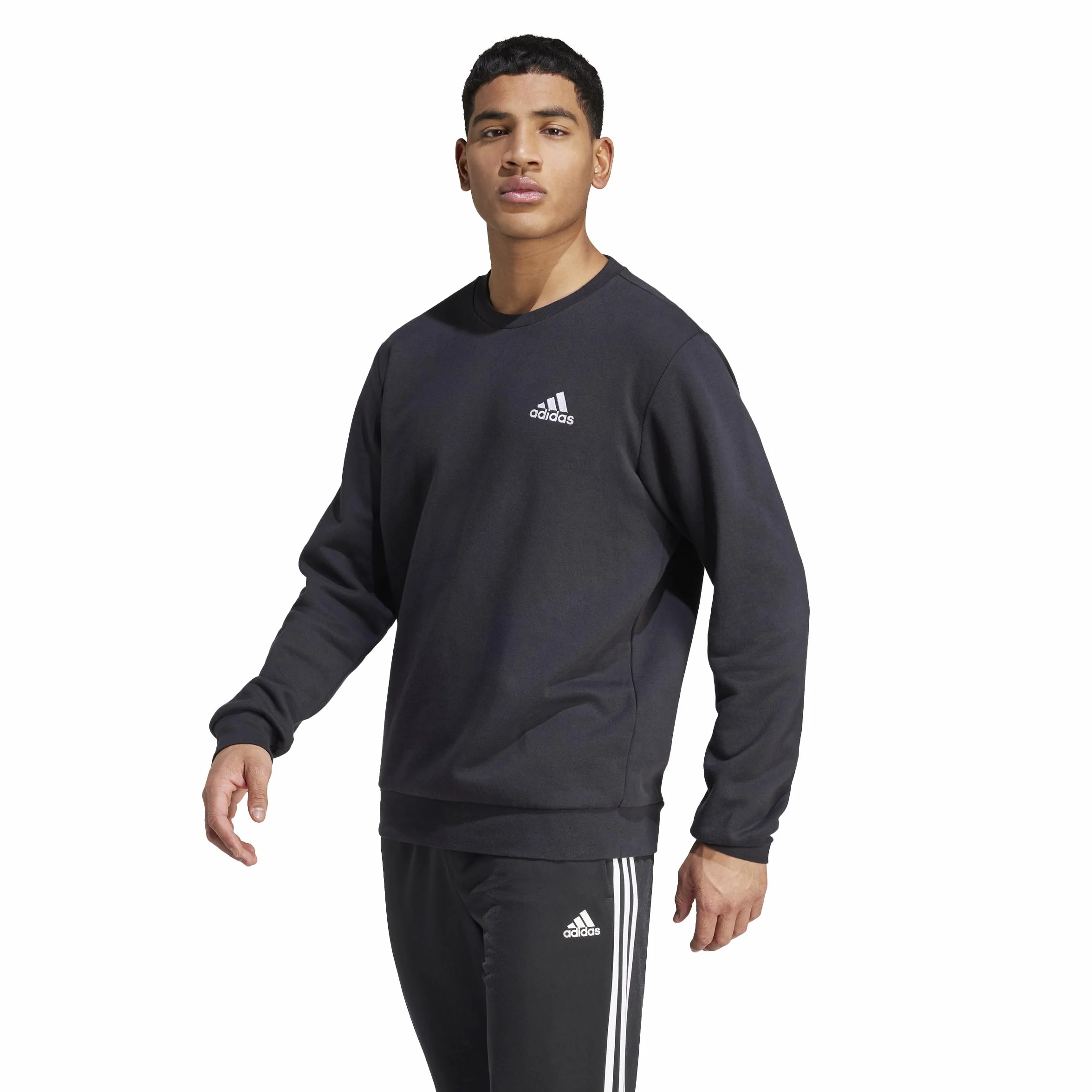 adidas Mężczyźni FEELCOZY ESSENTIALS FLEECE SWEATSHIRT, Black/White, M