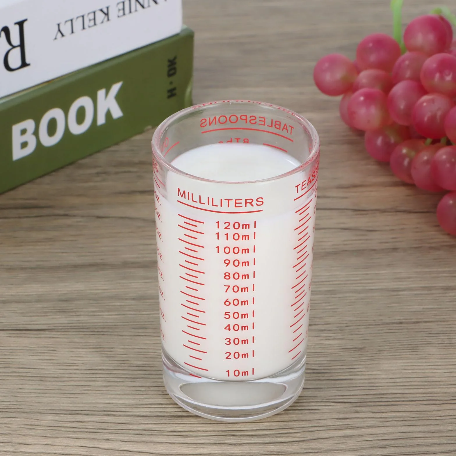 Dokeno Mini kubek z miarką 4OZ/120 ml, szkło stopniowe z wagą, wytrzymałe kubki, mały szklany kubek miarkowy do kuchni, baru, wódki, koktajl, tequila