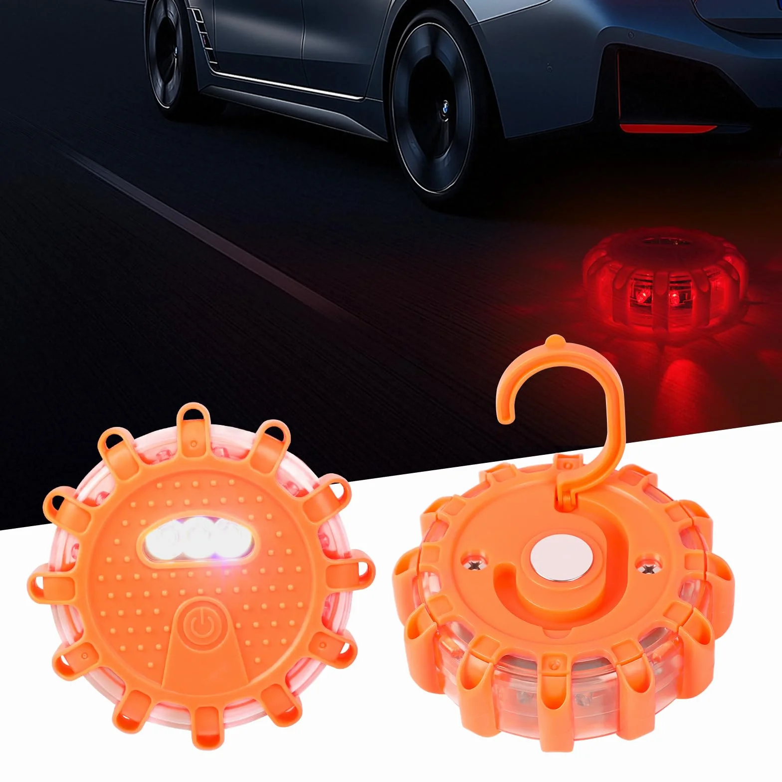 6 sztuk lampek ostrzegawczych LED z 9 trybami migania, wodoszczelne światła ostrzegawcze i oświetlenie awaryjne, lampa ostrzegawcza z magnesem i hakiem, do łodzi, statków, samochodów
