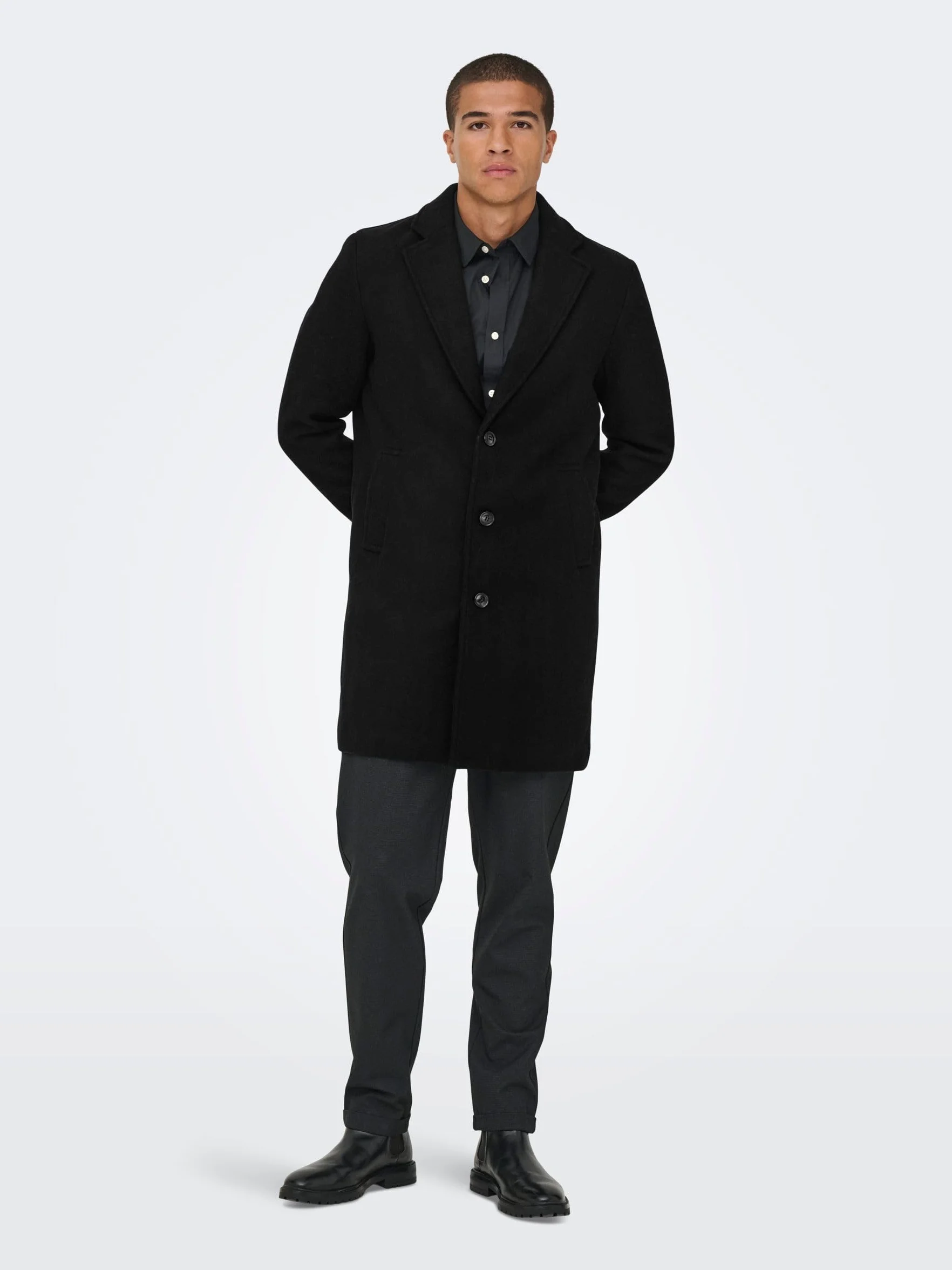 ONLY & SONS Onsmatthew Wool Coat OTW Noos męski płaszcz, czarny, M