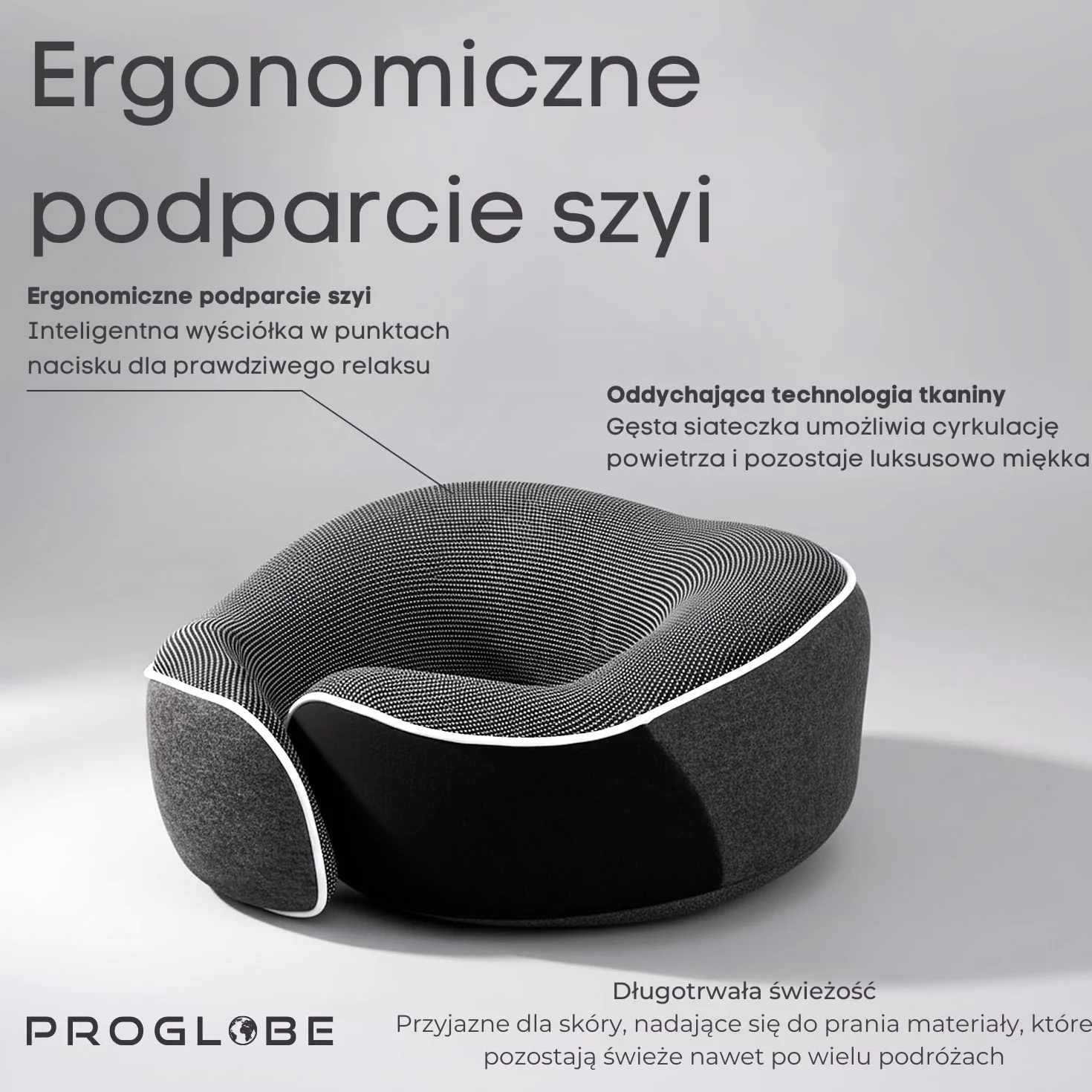 Proglobe Poduszka podróżna z pianki z pamięcią kształtu, ortopedyczna, zestaw z maską do spania 3D