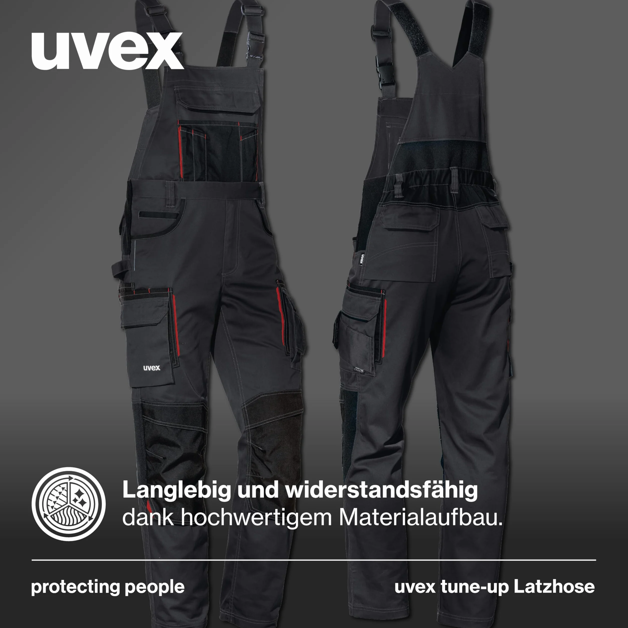 Uvex Tune-up Long Męskie spodnie robocze - Długie ogrodniczki z kieszeniami