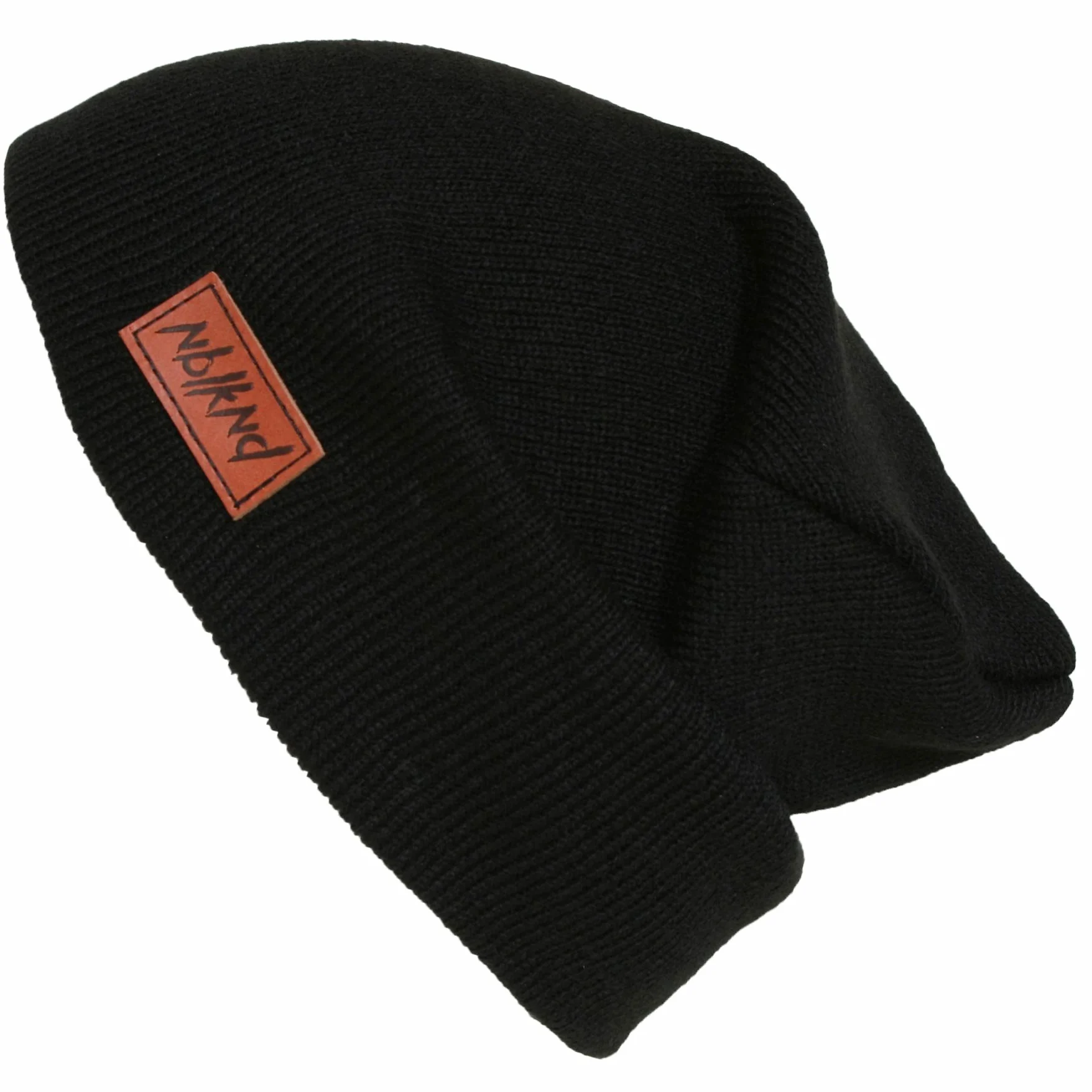 Nebelkind Unisex Beanie Classy skórzana łatka czapka dziergana czarna One Size