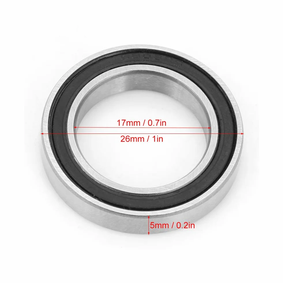 10 sztuk 6803-2RS uszczelnione łożyska kulkowe z głębokim rowkiem gumowe łożyska kulkowe ze stali szybkotnącej 17mm * 26mm * 5mm pojedyncze, Domyślnie