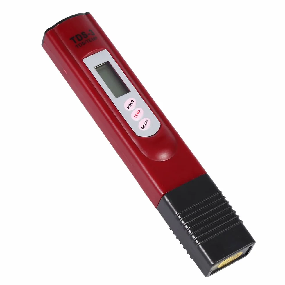 Detektor jakości wody cyfrowy LCD miernik TDS 0-9999 PPM tester pH i temperatury przenośny analizator minerałów pióro testowe (czerwony)