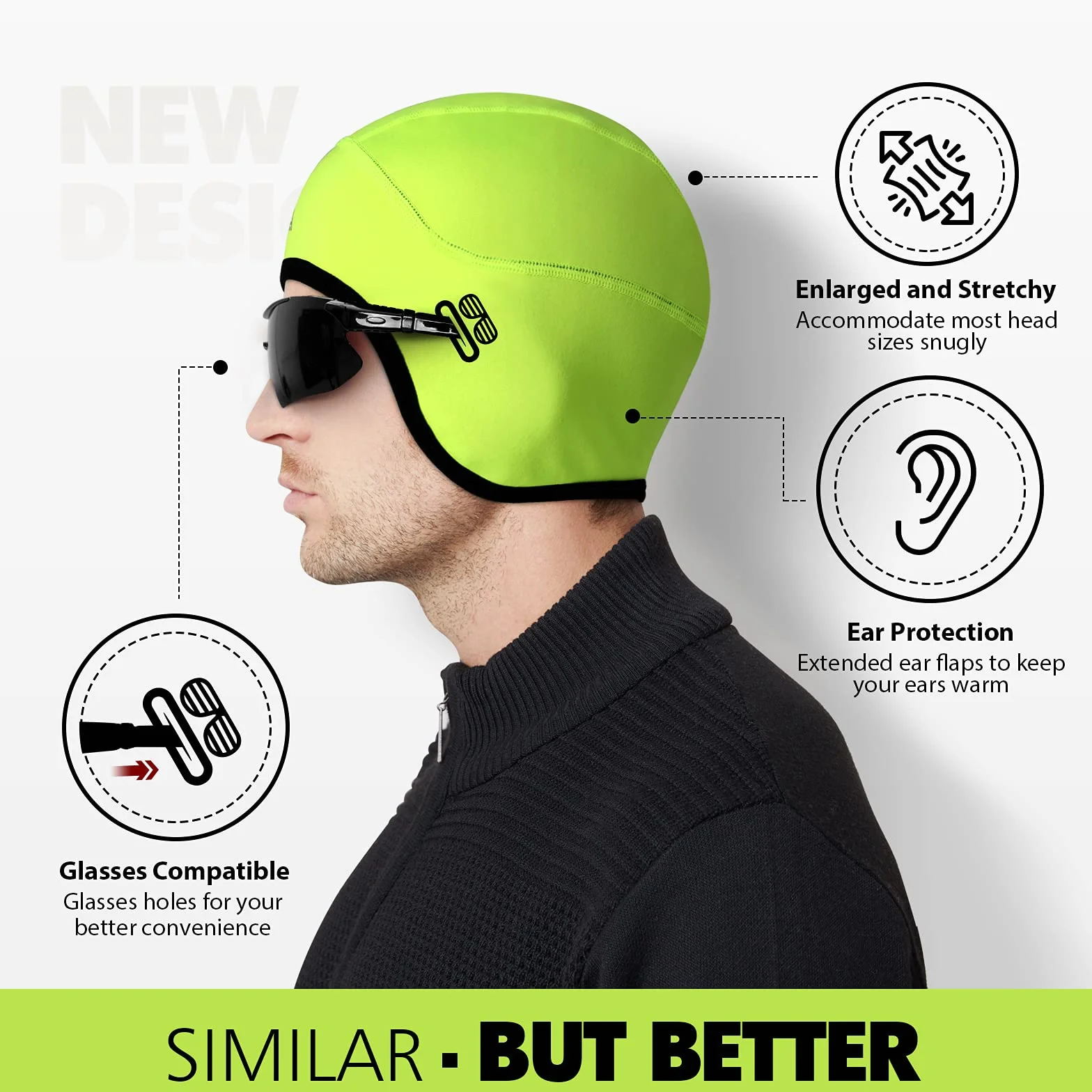 HIKENTURE Zimowa Czapka Rowerowa Ciepła Wiatroszczelna Pod Kask Na Rower Narty MTB