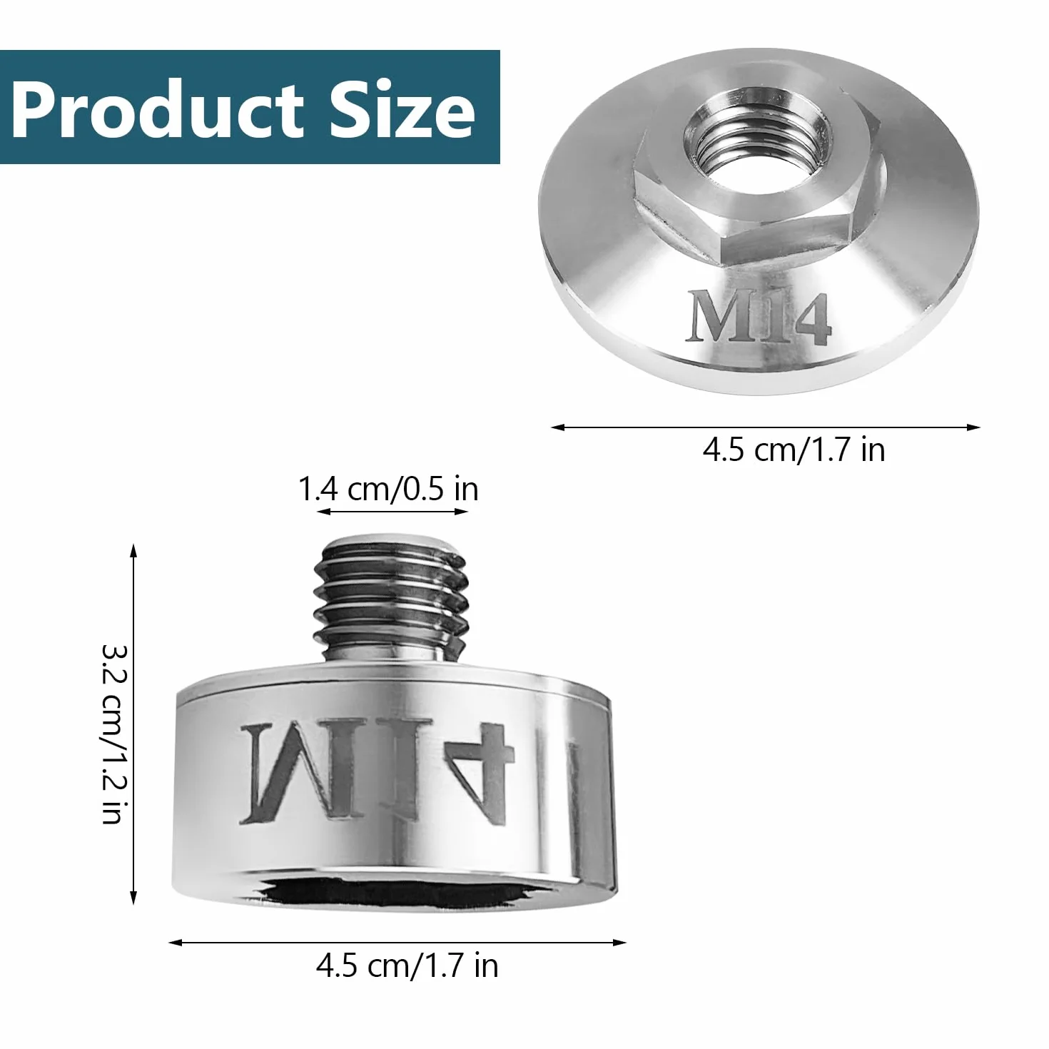 2 akcesoria szlifierskie, adapter gwintowany M14 + 5/8-11 nakrętka zabezpieczająca M14, szlifierka ze stali nierdzewnej, narzędzia do szlifowania drewna, do szlifierki kątowej
