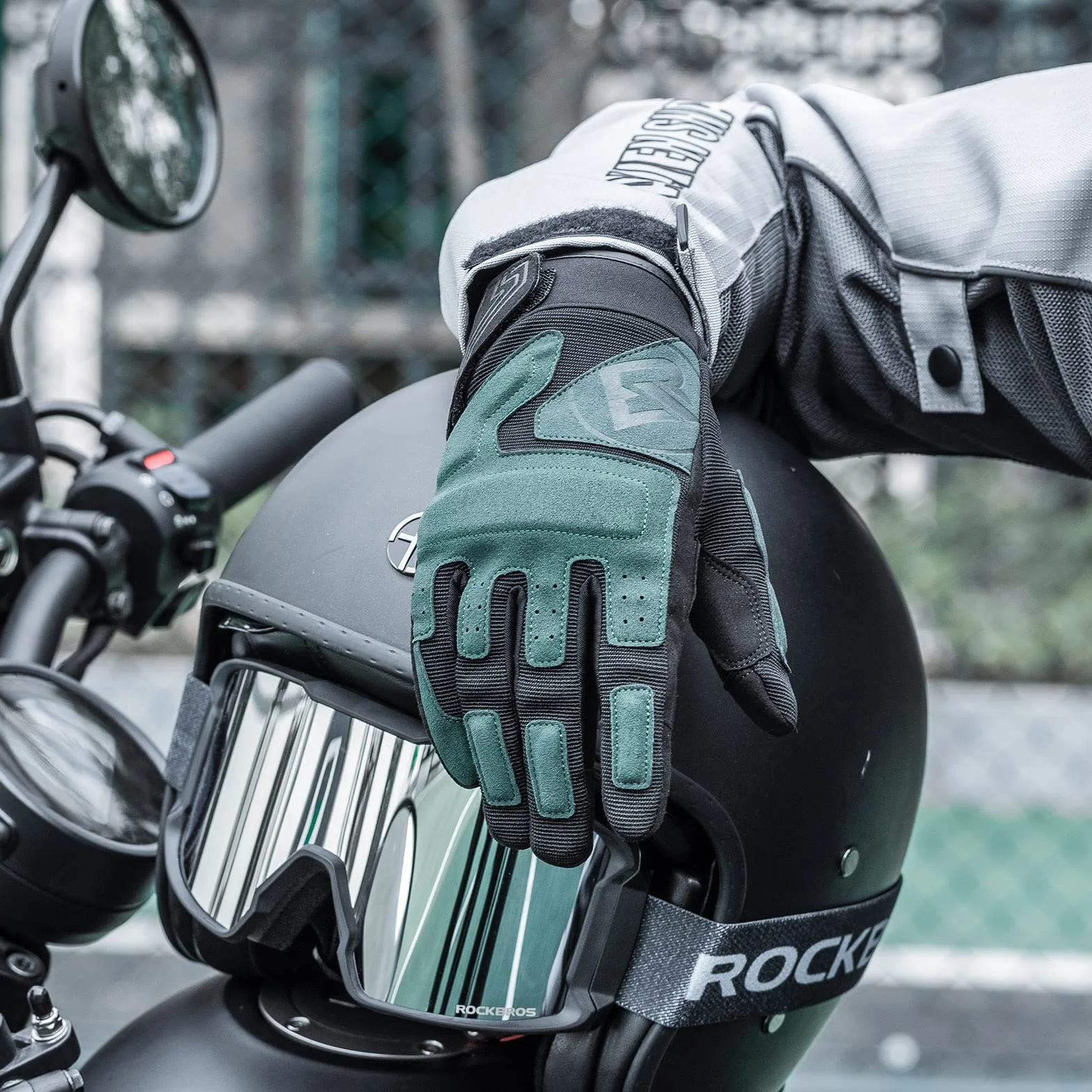 ROCKBROS Męskie Rękawice Motocyklowe Wiatroodporne Rękawiczki Rowerowe z Ekranem Dotykowym Oddychające Rękawice Motocyklowe do Wspinaczki na Świeżym Powietrzu 3 Kolory