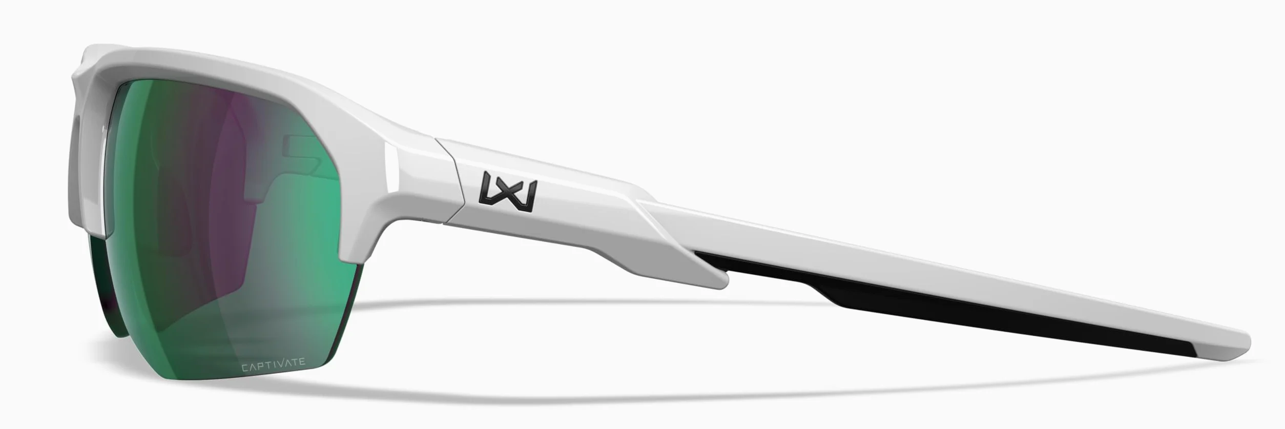 Wiley X JAKL Captivate polaryzacyjne okulary przeciwsłoneczne, okulary ochronne dla mężczyzn i kobiet, ochrona oczu UV do fotografowania i na zewnątrz, polerowane białe oprawki, zielone lustrzane