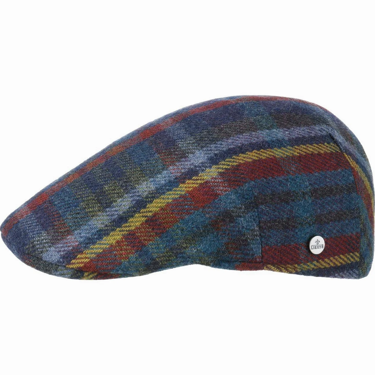 Lierys Sheatland Wool Flatcap męska - czapka zimowa w kratkę z żywej wełny - czapka z daszkiem Made in Italy - wełniana czapka na jesień / zimę
