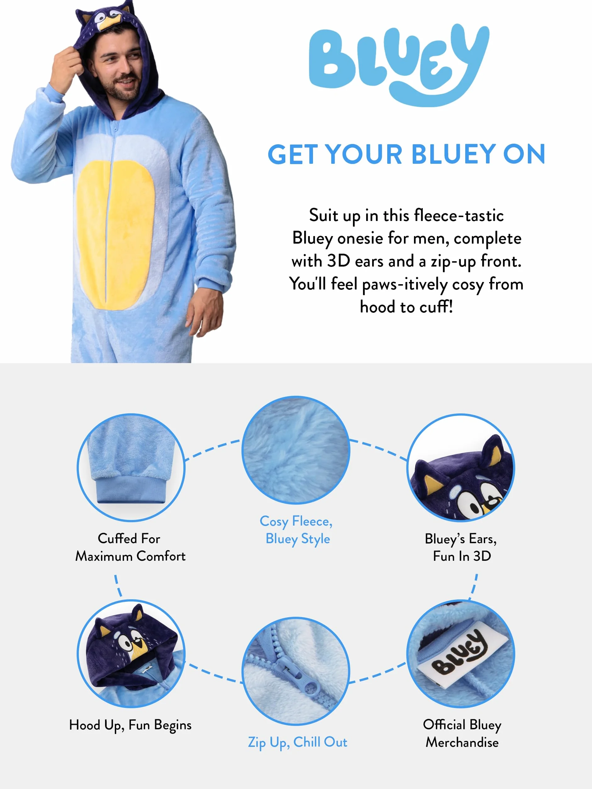 Bluey Bandit Męski Kombinezon Onesie Polarowy Dla Dorosłych