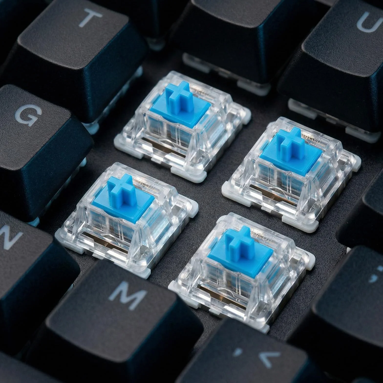 Nogeqi 30 sztuk niebieskich klawiatur z zatrzaskiem, klawiatura mechaniczna z wyciąganiem, 3-biegunowa klawiatura, pyłoszczelna, mechaniczna klawiatura do gier typu speed typing