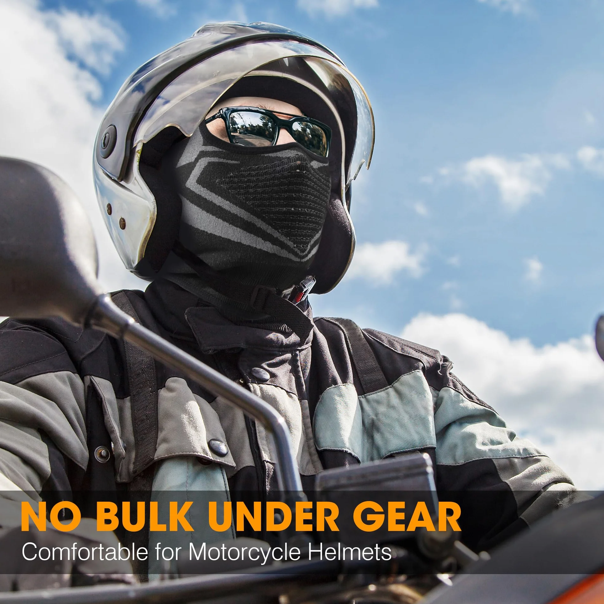WTACTFUL Kominiarka motocyklowa na lato, oddychająca, pełnotwarzowa, maska motocyklowa, dla mężczyzn i kobiet, na zimę, rower, snowboard, krótka, czarna