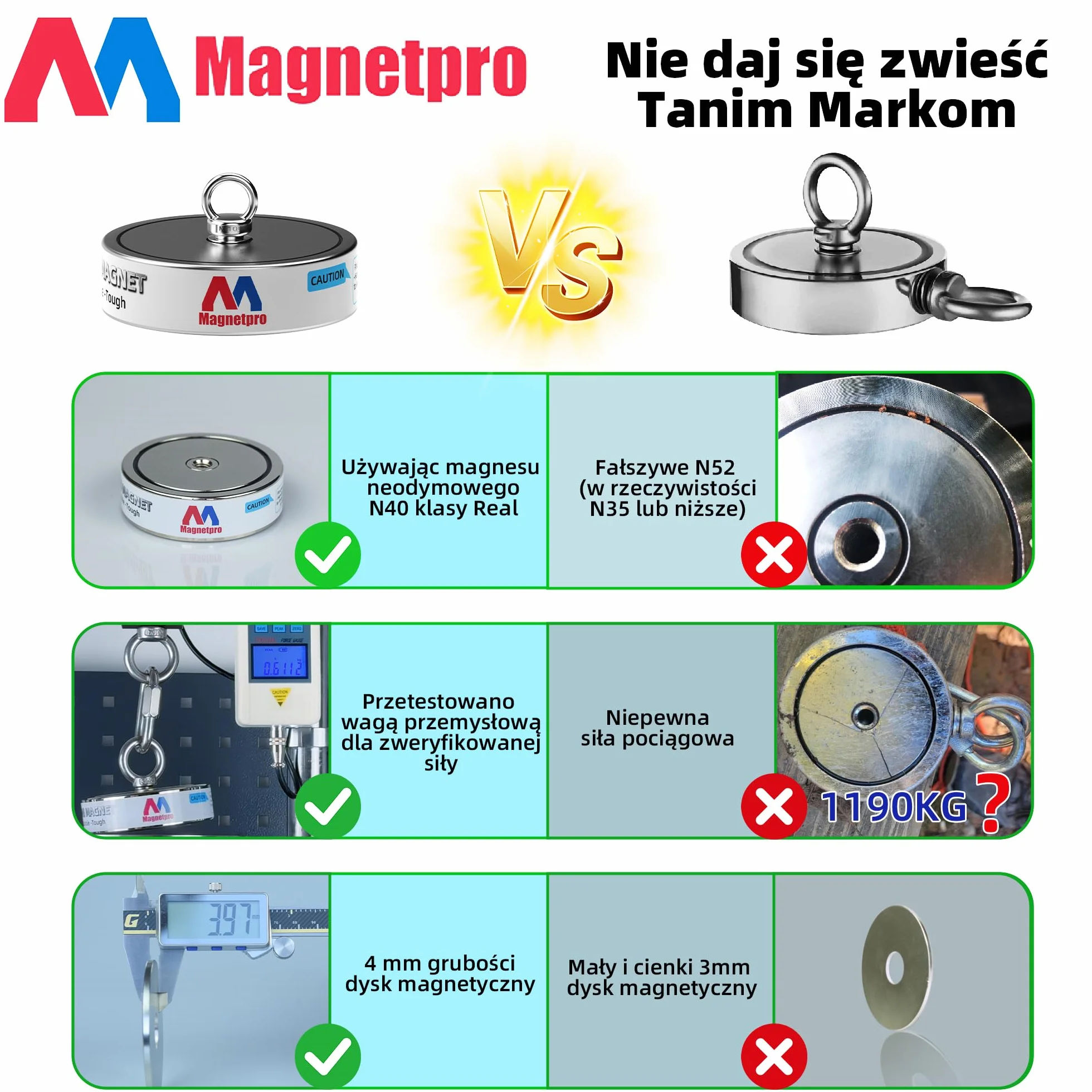 Magnetpro 1220 kg, kompletny zestaw magnesów przychodzących, dwustronny magnes wędkarski, zawiera silny magnes neodymowy, trwała linka o długości 20 m, karabińczyk, rękawiczki, haczyk i torbę do