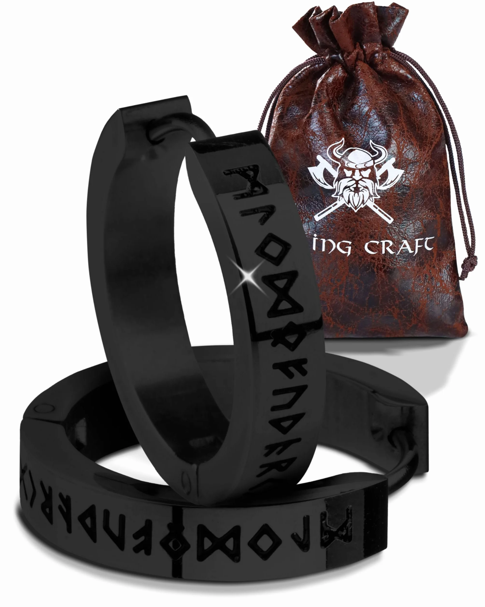 VIKING CRAFT Kolczyki Wikingów męskie ze stali nierdzewnej z runami