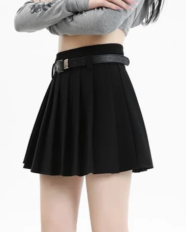 Damskie Letnie W Jednolitym Kolorze Z Wysokim Stanem Casual College Style Plisowana SpóDnica A Line