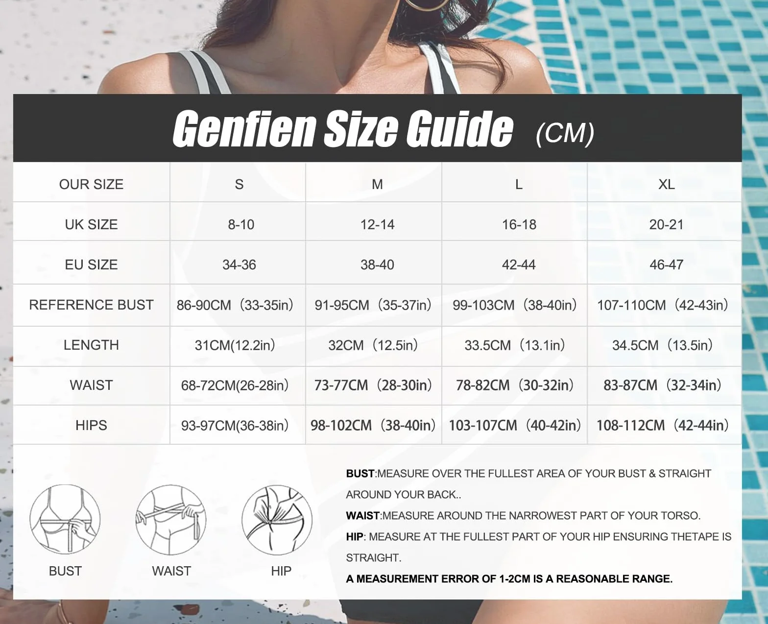 Genfien Damski dwuczęściowy strój kąpielowy Push Up Wyściełany biustonosz Bikini z wysokim stanem