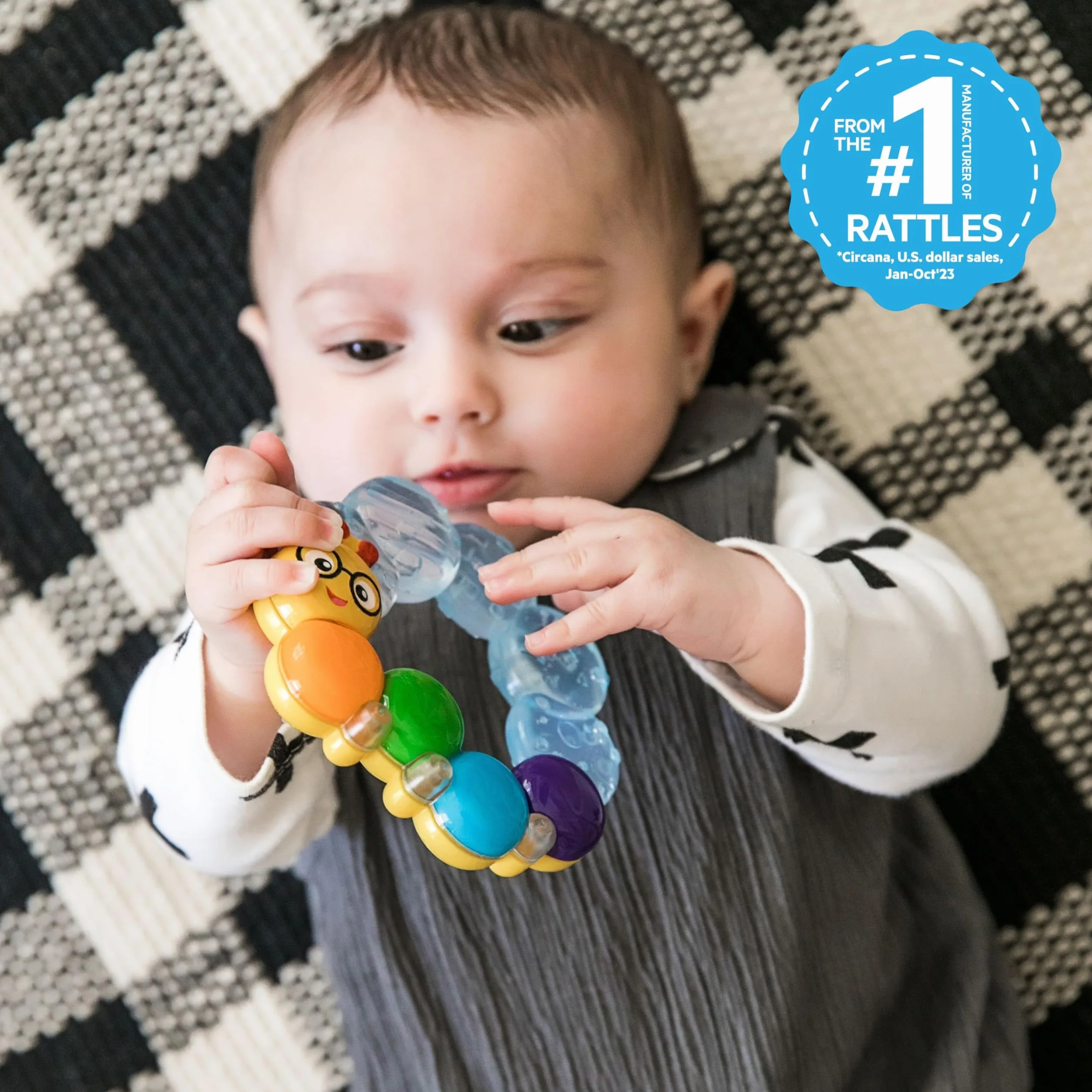 Baby Einstein, Zabawka do ząbkowania z grzechotką i chłodzeniem, dla dzieci od 3. miesiąca życia