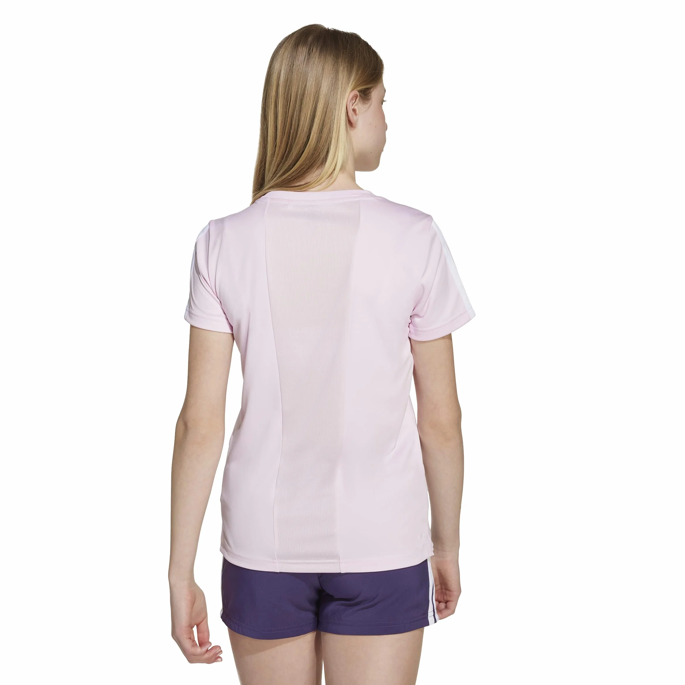 adidas meisjes TRAIN ESSENTIALS 3-STRIPES T-SHIRT, Clear Pink/White, 14-15 Years