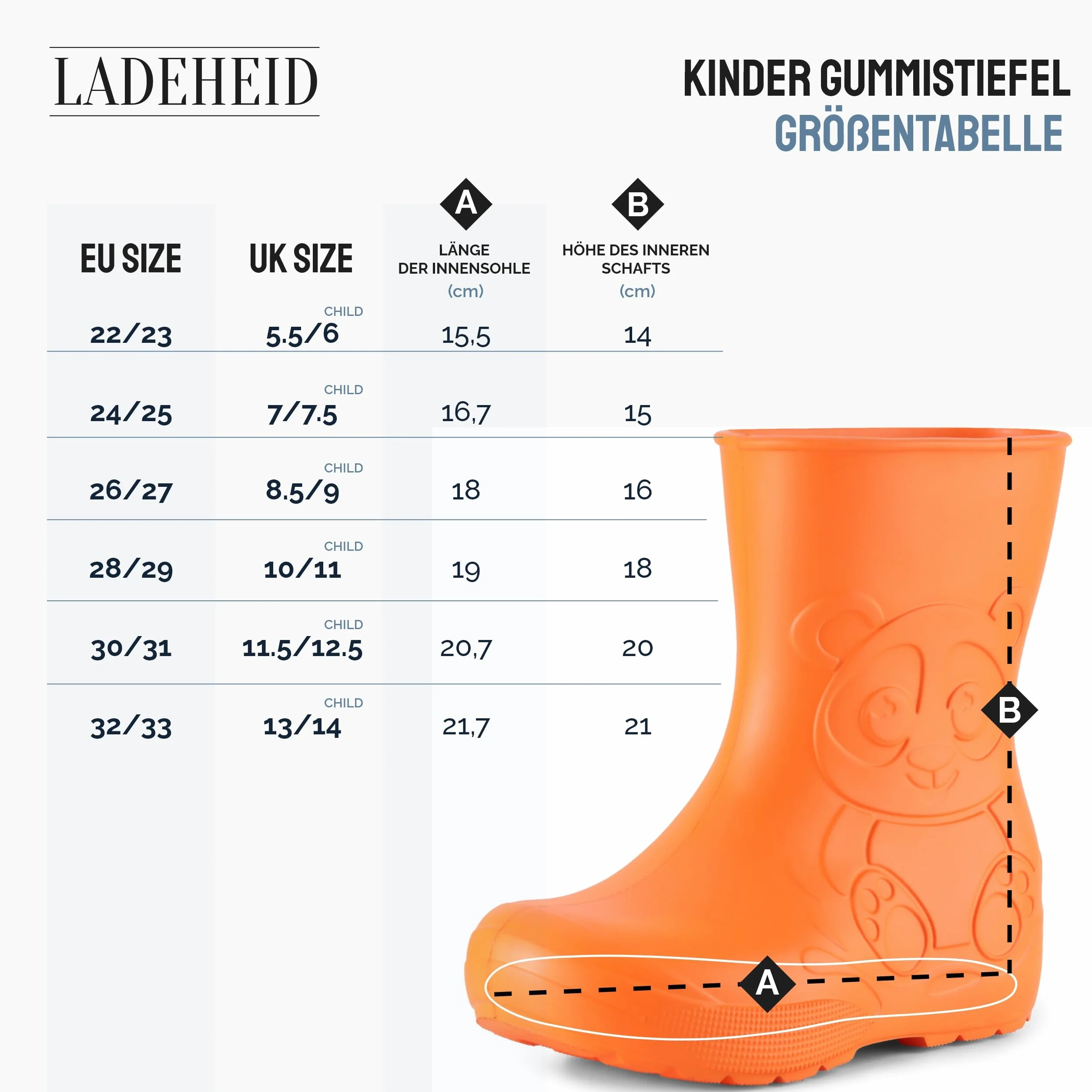 Ladeheid EVA Dziecięce Buty Gumowe PrzeciwDeszczowe LA-CA-10