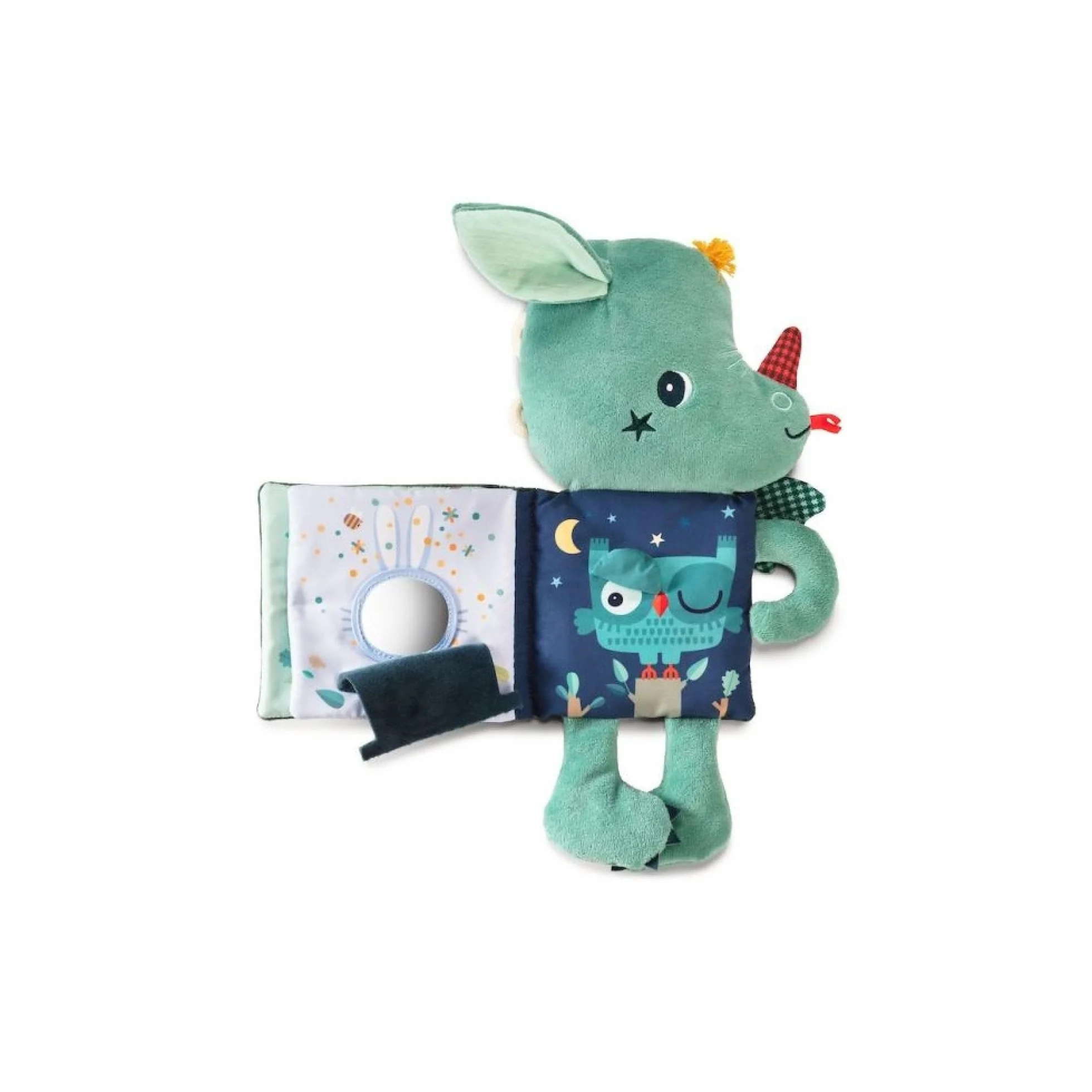 Lilliputiens - Książka edukacyjna Doudou - Joe the Dragon Mag - 2 w 1 sensoryczna zabawka do budzenia dla dzieci od 6 miesięcy do aktywności i fosforescencji - Idealny prezent na sen 83421