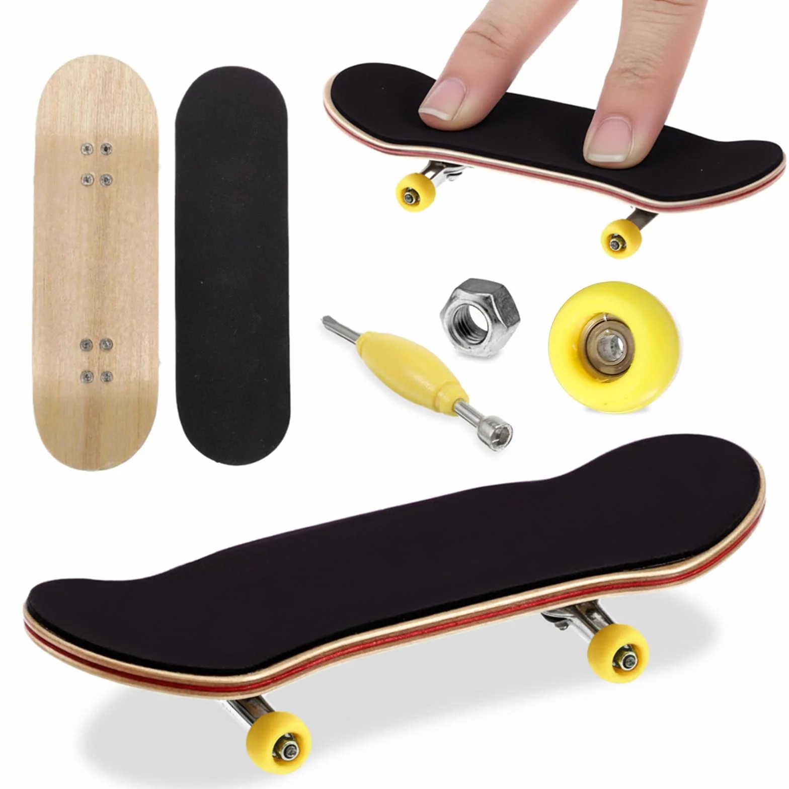 Mini Finger Skateboard, kreatywny fingerboard, profesjonalna deskorolka palcowa, zabawka palcowa z drewna klonowego, dla entuzjastów jazdy na deskorolce, prezenty urodzinowe dla dzieci, mini gry