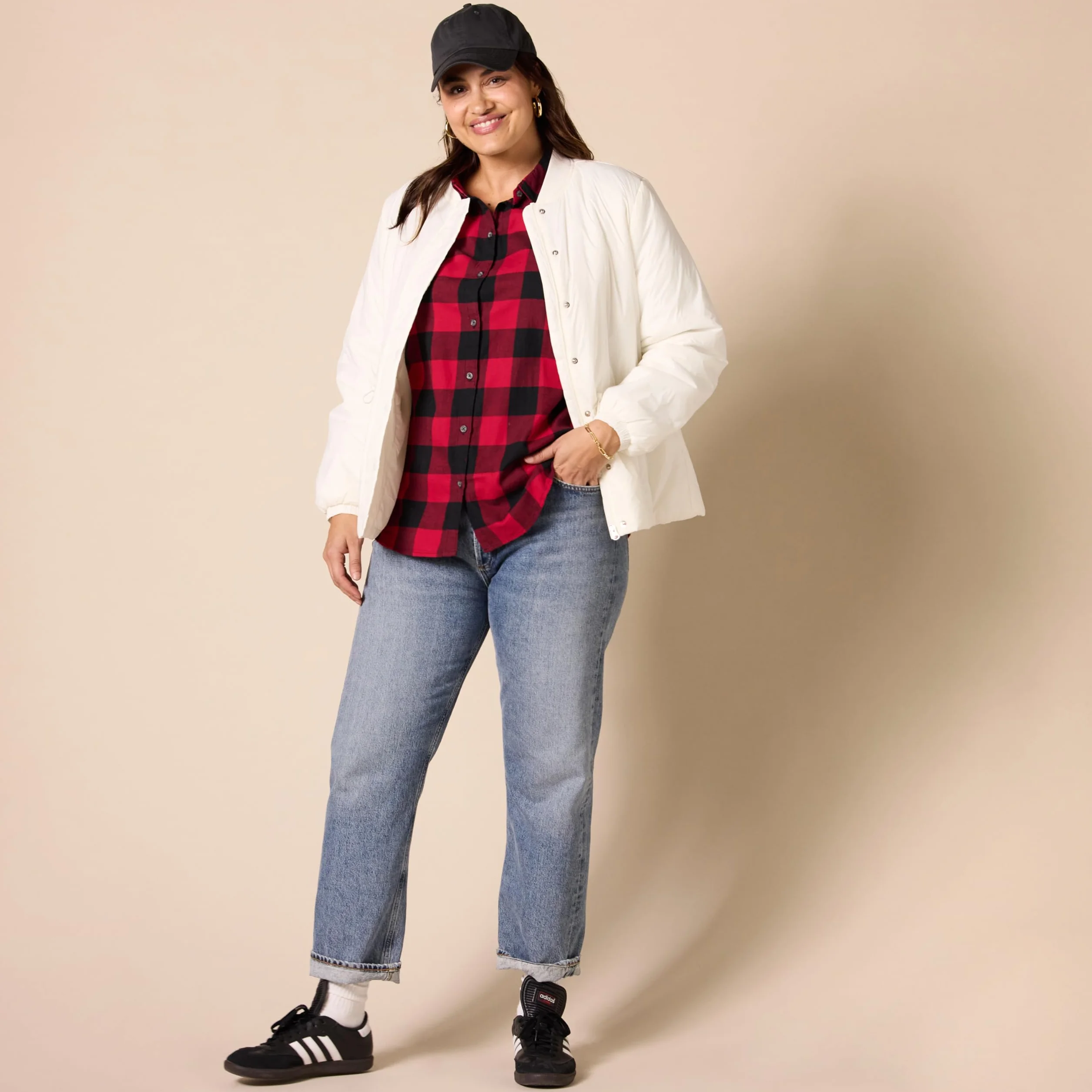 Amazon Essentials Kobiety Lekka flanelowa koszula z długim rękawem w kratę classic fit
