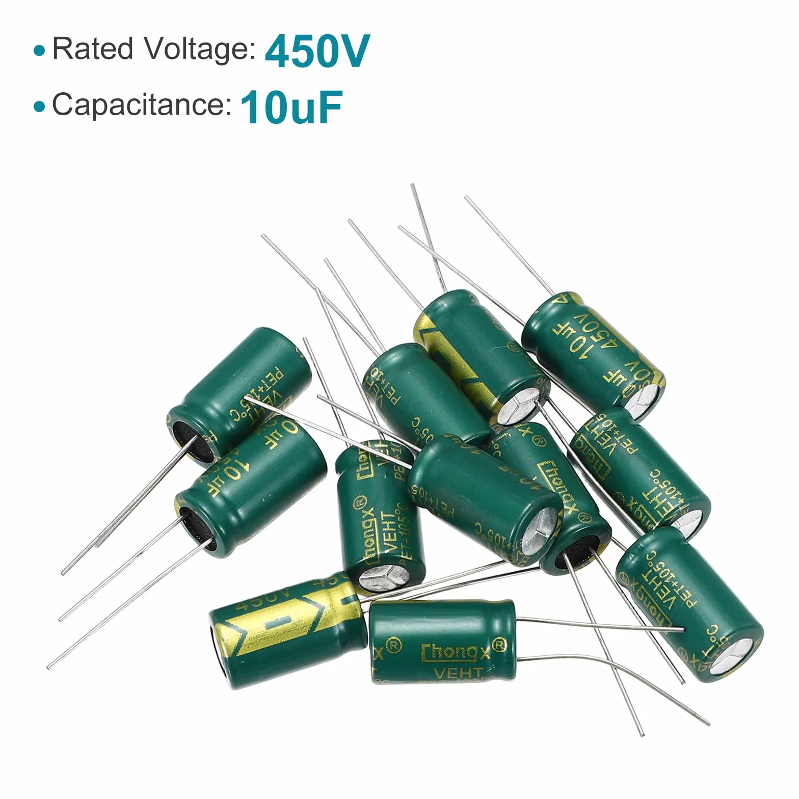 QUARKZMAN 12 sztuk kondensatorów elektrolitycznych o wysokiej częstotliwości 10UF 450V z aluminiowymi przewodami promieniowymi 10 x 17 mm wysoki prąd falowany niska impedancja
