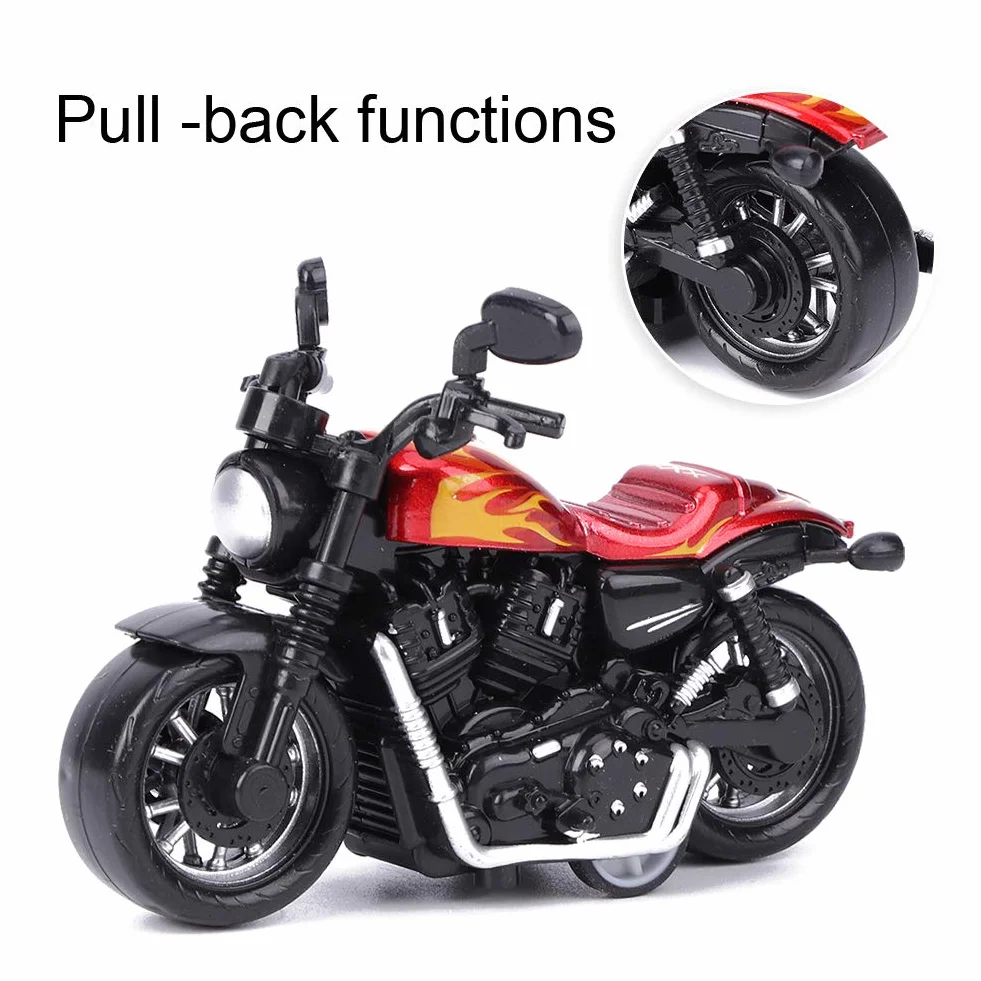 Aluminiowa zabawka motocyklowa Wysoka symulacja Model motocykla Pojazd typu pull-back Zabawka dla dzieci Zestaw prezentowy z zabawkami intelektualnymi (czerwony)