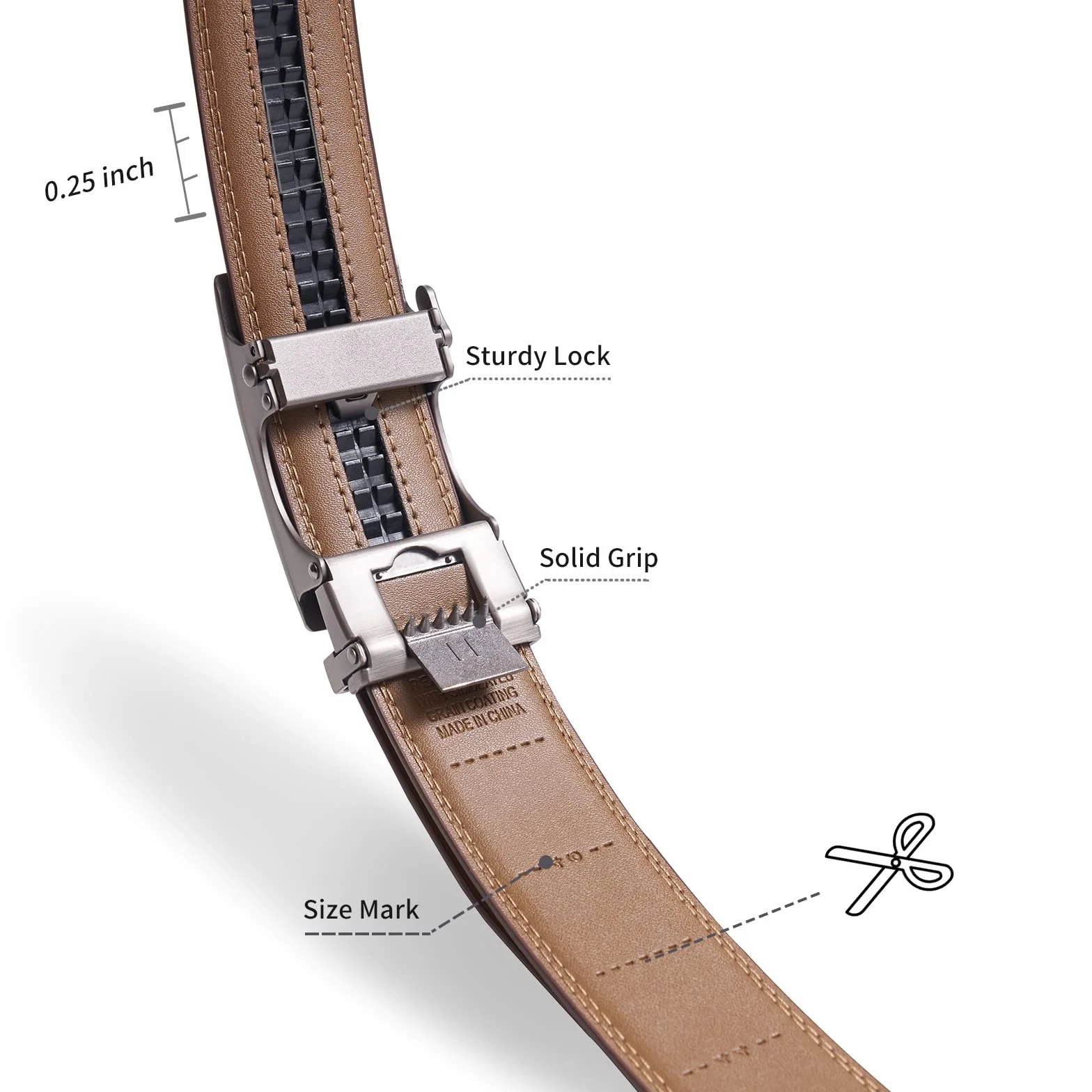 Męski Skórzany Pasek z Automatyczną Klamrą 35mm Czarny 115-145cm