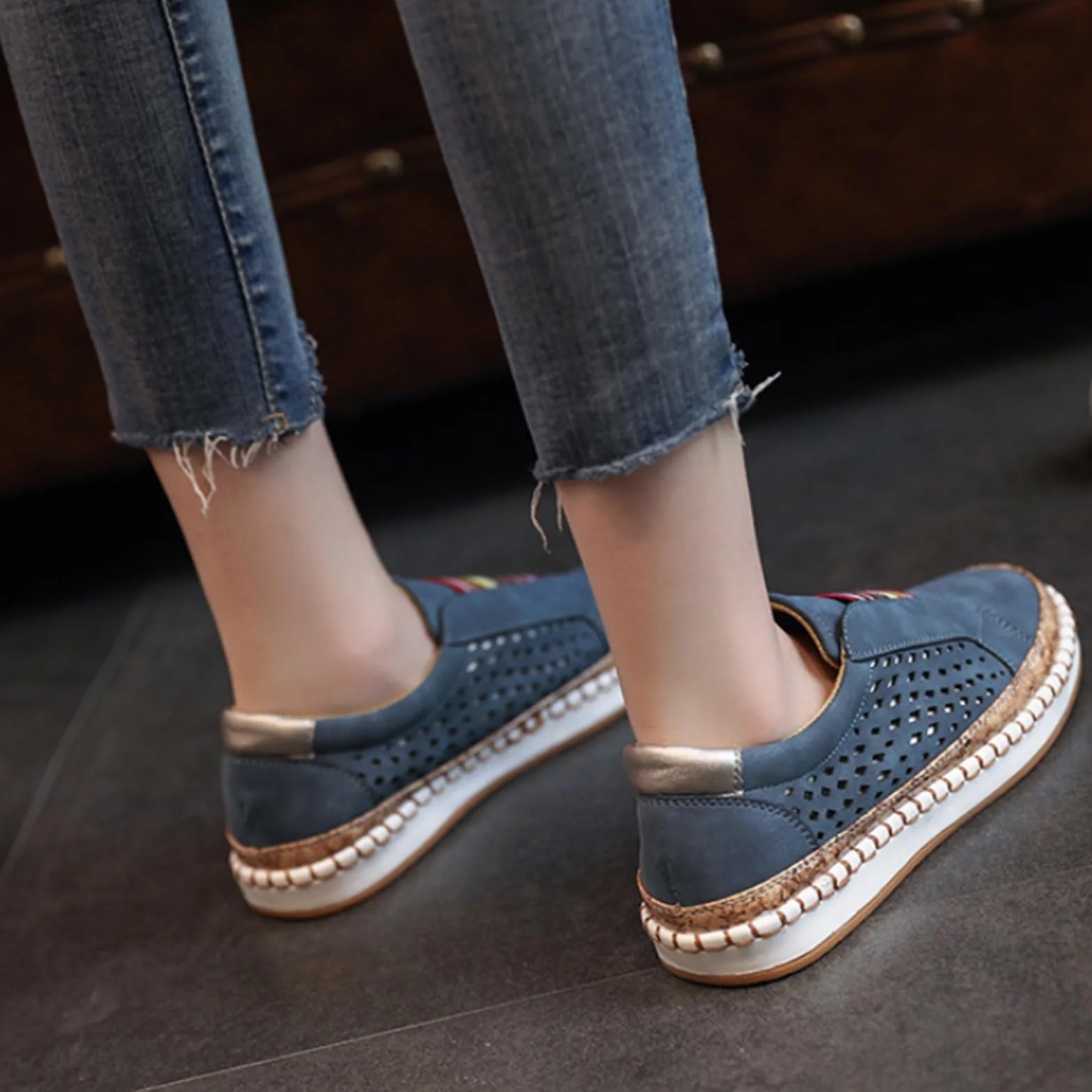 Plus Size Walking Sneakers Shoes For Elderly Women Wide Comfy Arch Support Orthopedic Arthritis Flat Oxfords Shoes