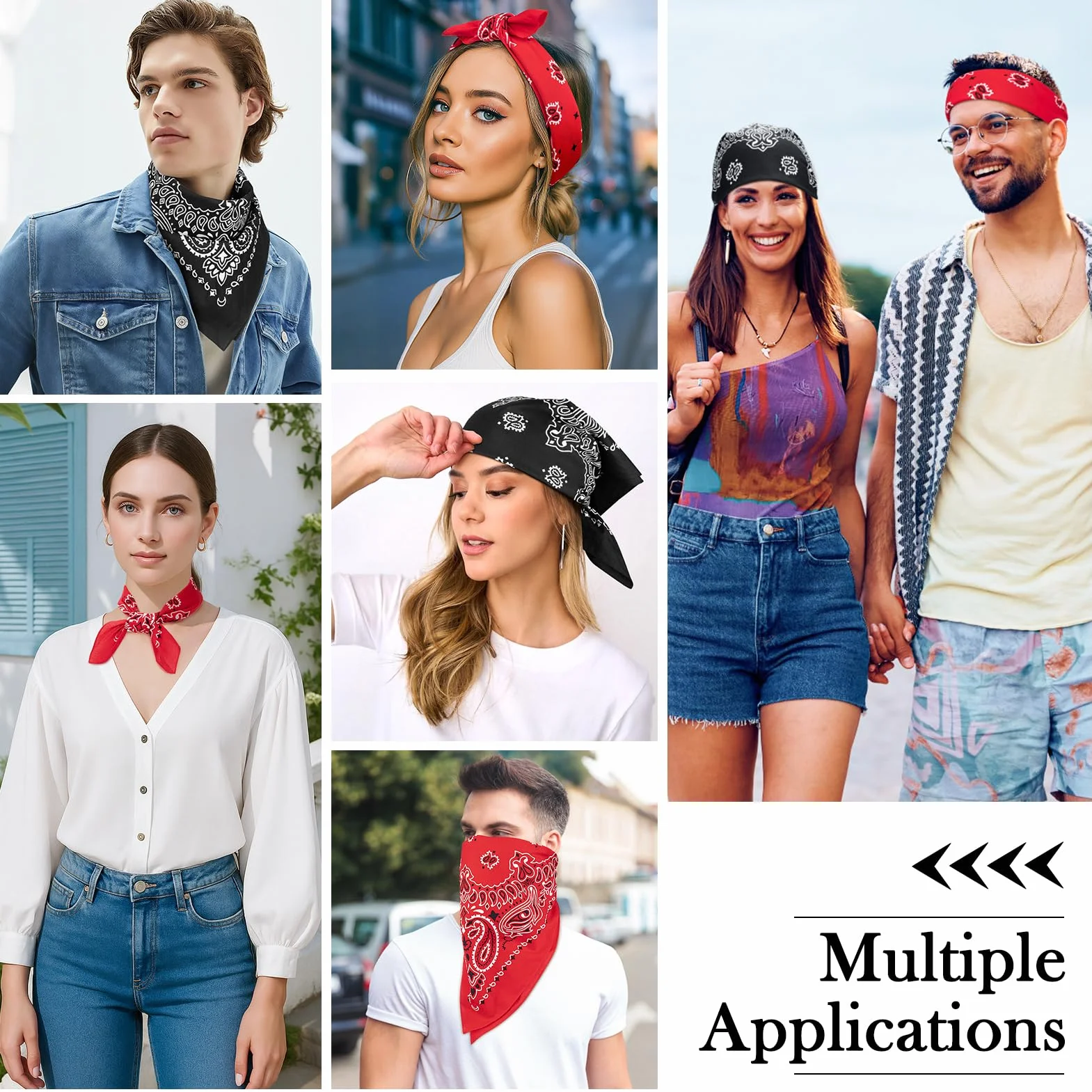 MELLIEX 2 szt. Bandana Mężczyzna Kobieta, Bawełna Paisley Chustka Głowa, Denim Szalik Na Szyję, 70 x 70 cm
