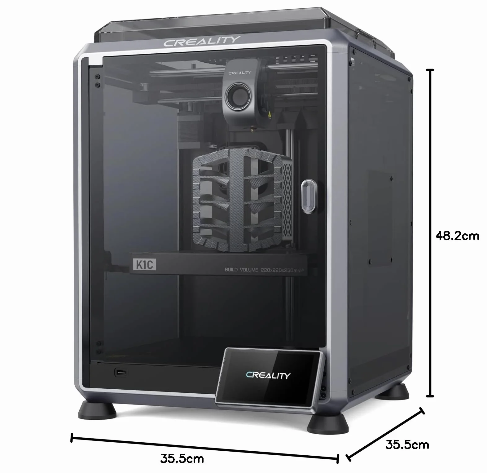 Creality Drukarka 3D K1C z kamerą AI, prędkość drukowania 600 mm/s, automatyczne poziomowanie, potrójne chłodzenie, w pełni metalowy zestaw wytłaczarki, wypełniony włóknem węglowym