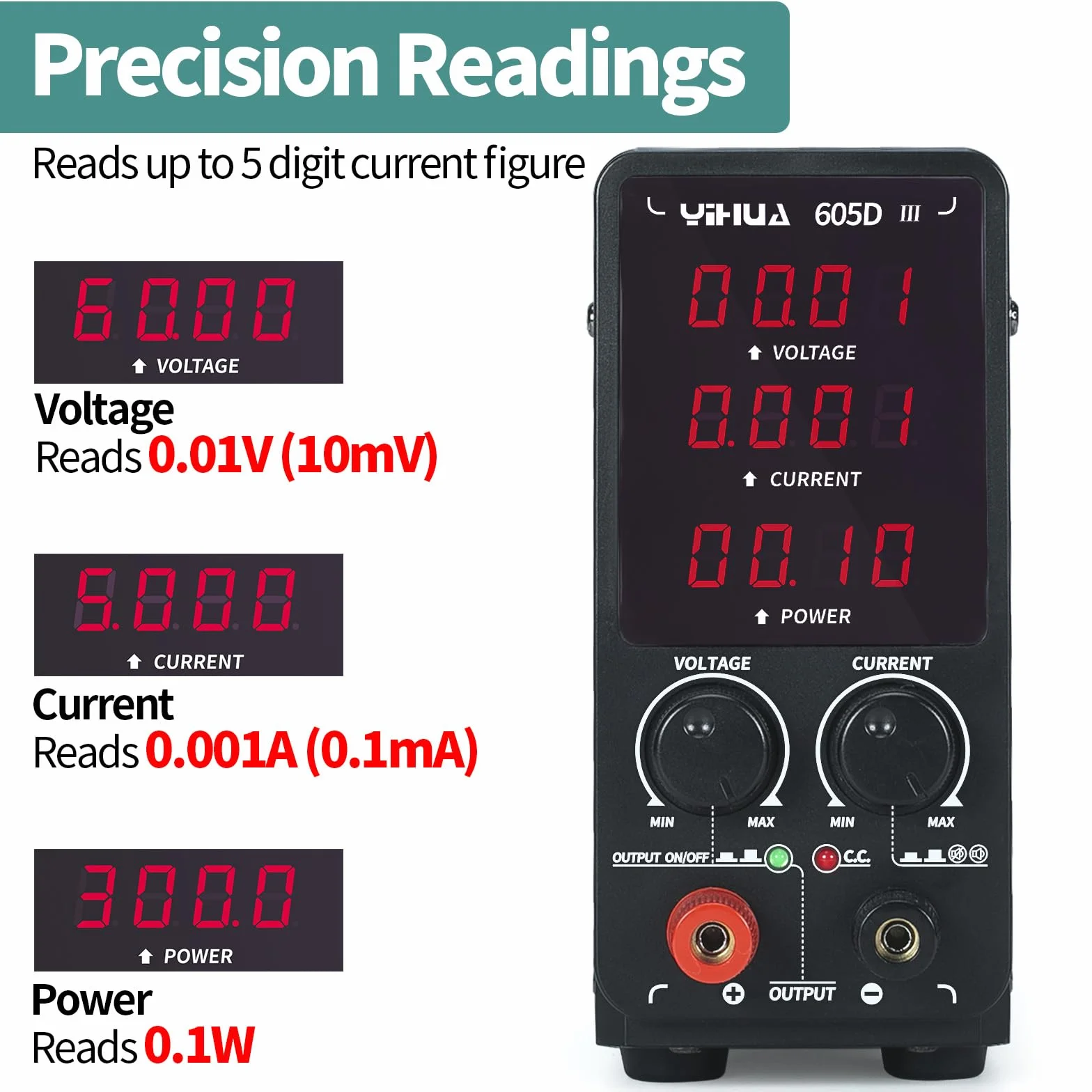 YIHUA 605D-III DC Laboratorium zasilacz regulowany 60 V 5 A CC/CV