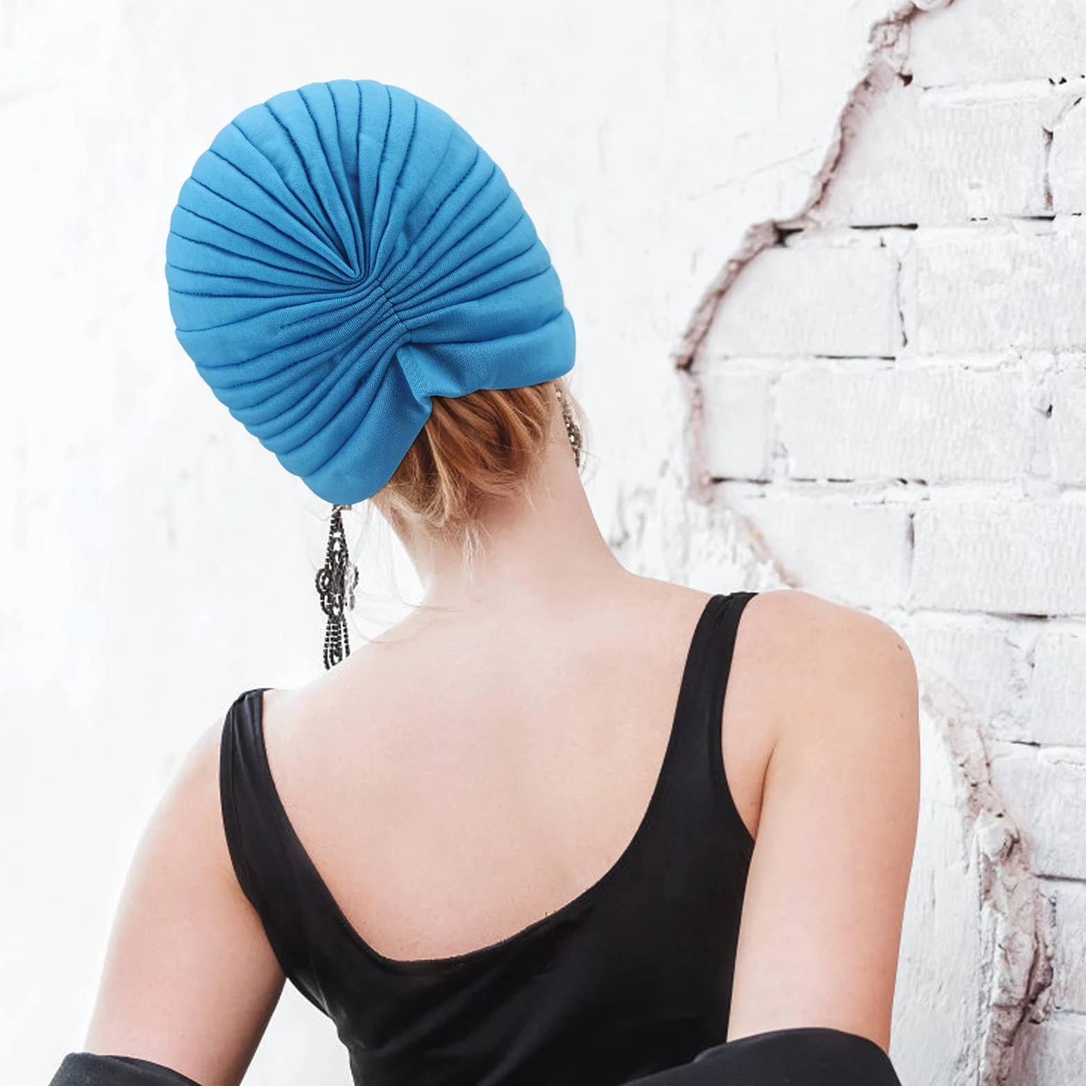 DRESHOW 5 Sztuk Damski Turban Afrykański Wzór Węzeł Opaska na Głowę Czapka Wstępnie Zawiązana Czapka Chemioterapia Kapelusz Przeciw Wypadaniu Włosów