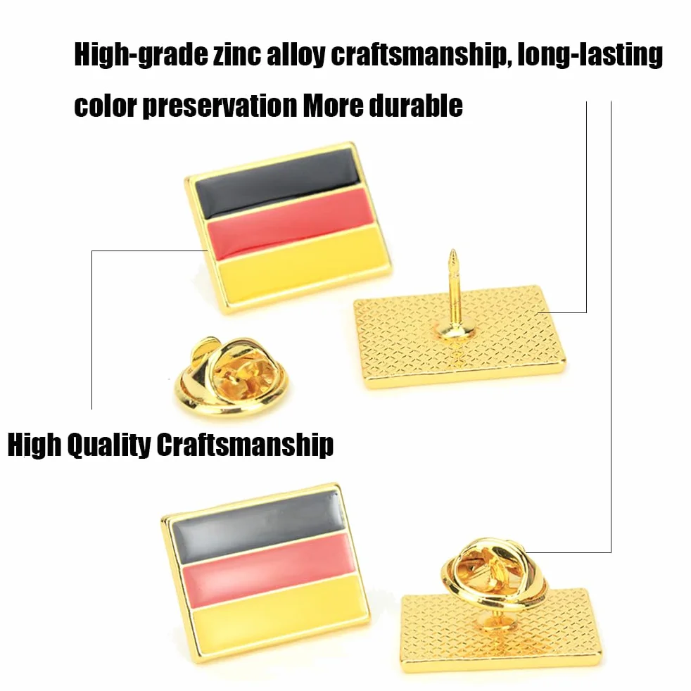 4 szt. flaga Niemiec przypinka przypinka flaga mała flagi przypinki przypinki Germany Badges, Srebro szterlingowe