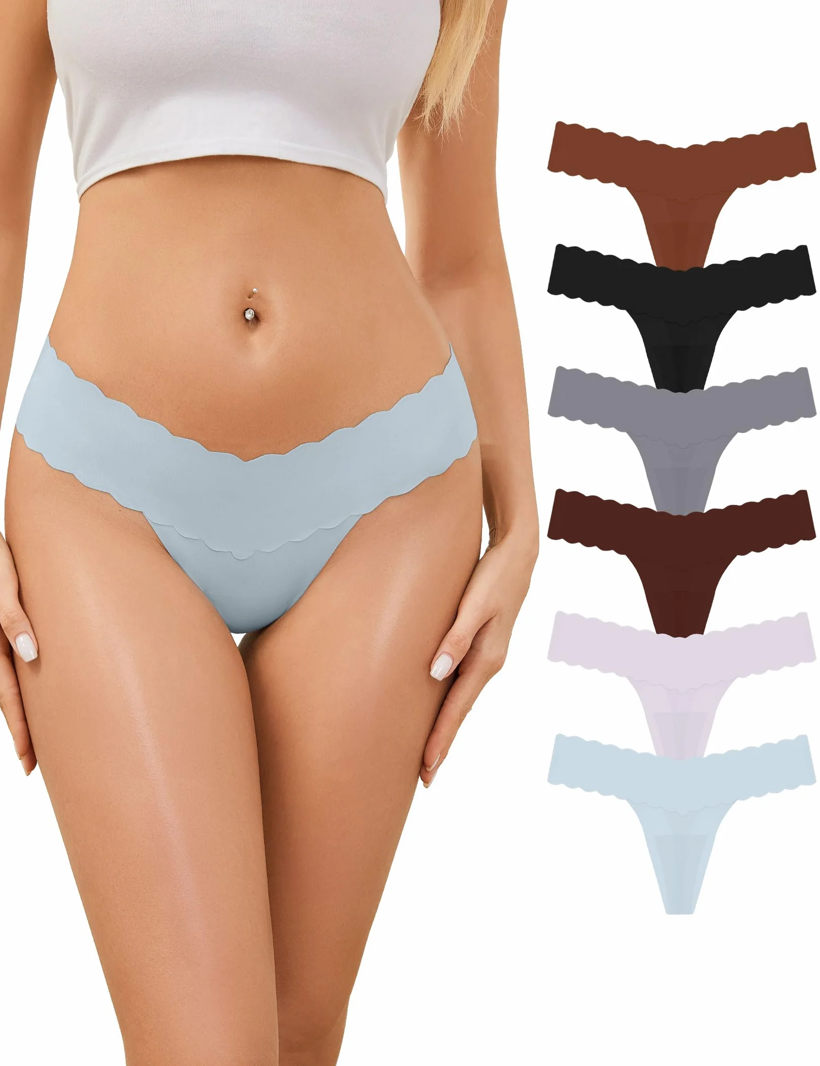 6-pak bezszwowych stringów damskich, seksowne, niewidoczne, oddychające, miękkie stringi, S-XXL