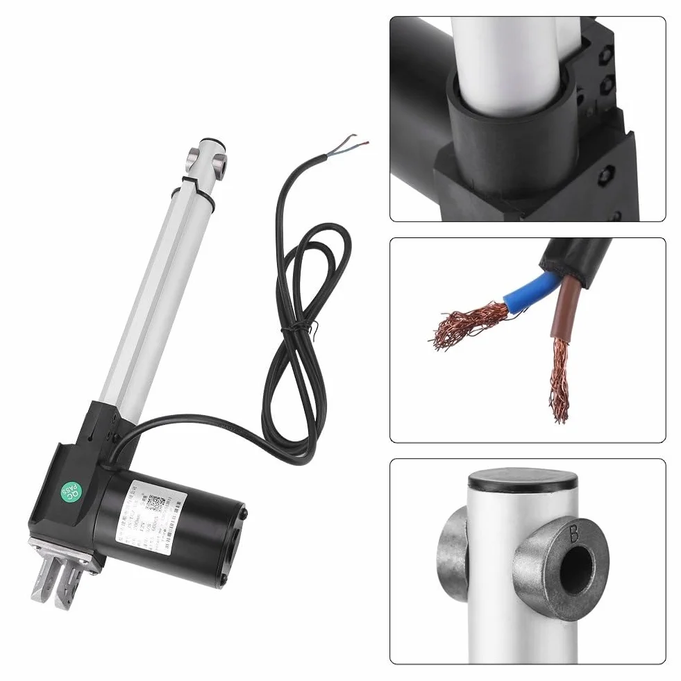 Siłownik liniowy DC 12 V 24 V 50 mm 100 mm 200 mm 300 mm 350 mm 400 mm 500 mm 600 mm, wytrzymałość 6000 N, skok silnika elektrycznego z końcem skoku (rozmiar: 24V-350mm-10mm/s-4000N)