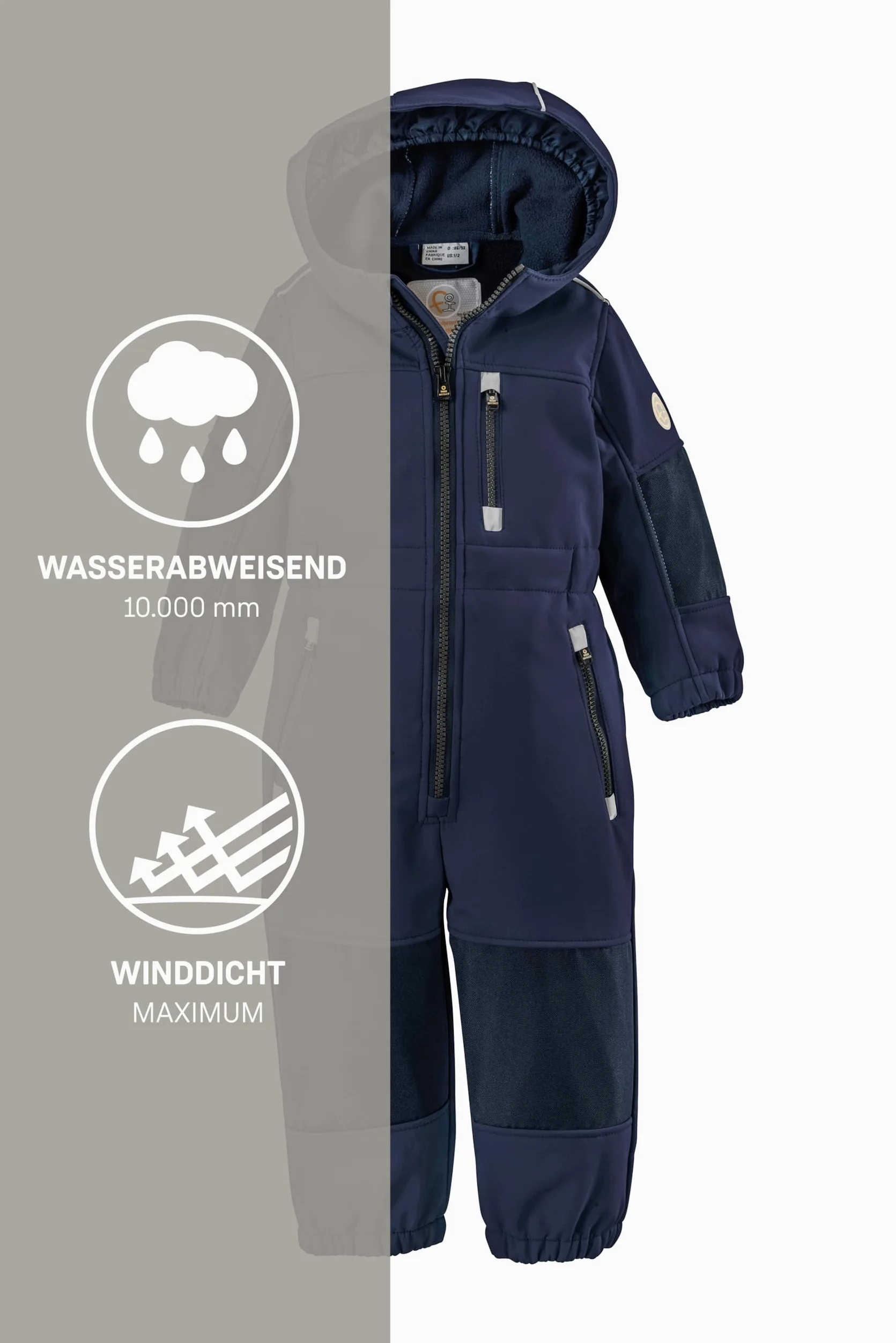 first instinct by killtec Dzieci Kombinezon softshell z kapturem FIOW 35 MNS ONPC, dunkelblau, 98/104, 38900-000