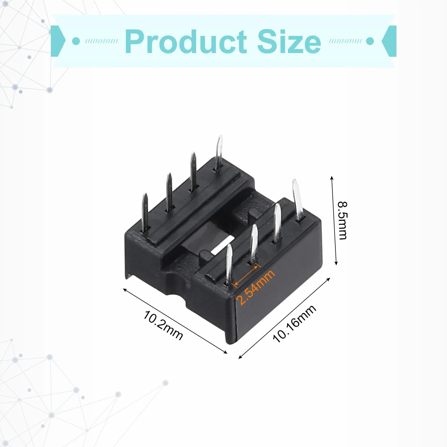QUARKZMAN 60 sztuk DIP IC Chip Socket Adapter 8 Pin IC Asortyment Kit 2,54 mm/0,1" Pitch do projektu Breadboard, PCB Design