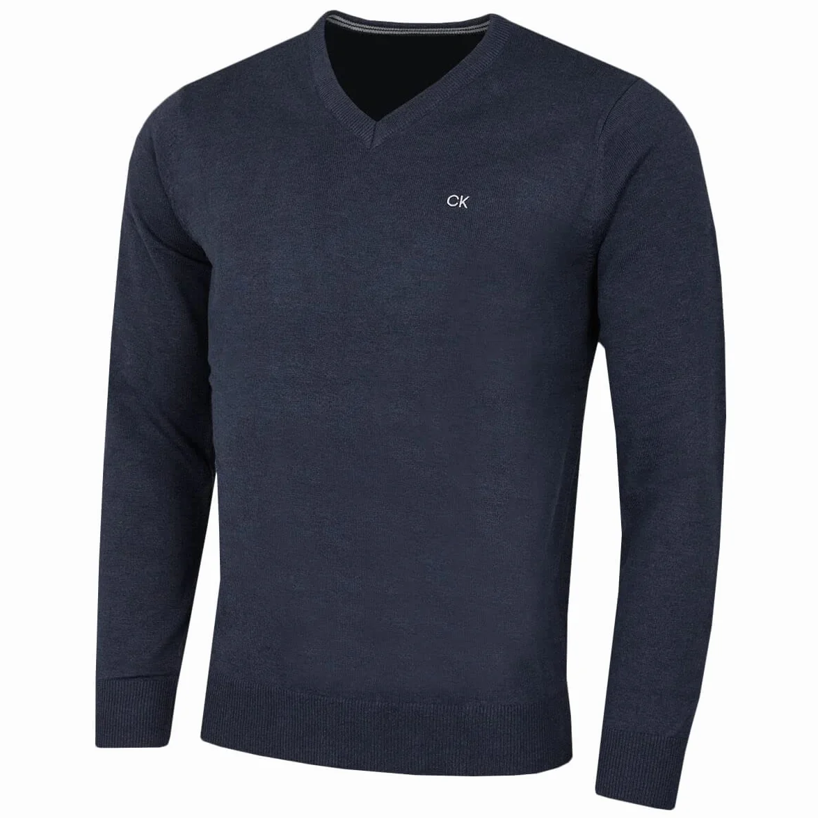 Calvin Klein Meski sweter golfowy 2025 z dekoltem w szpic z miekkiej bawelny Easy Care