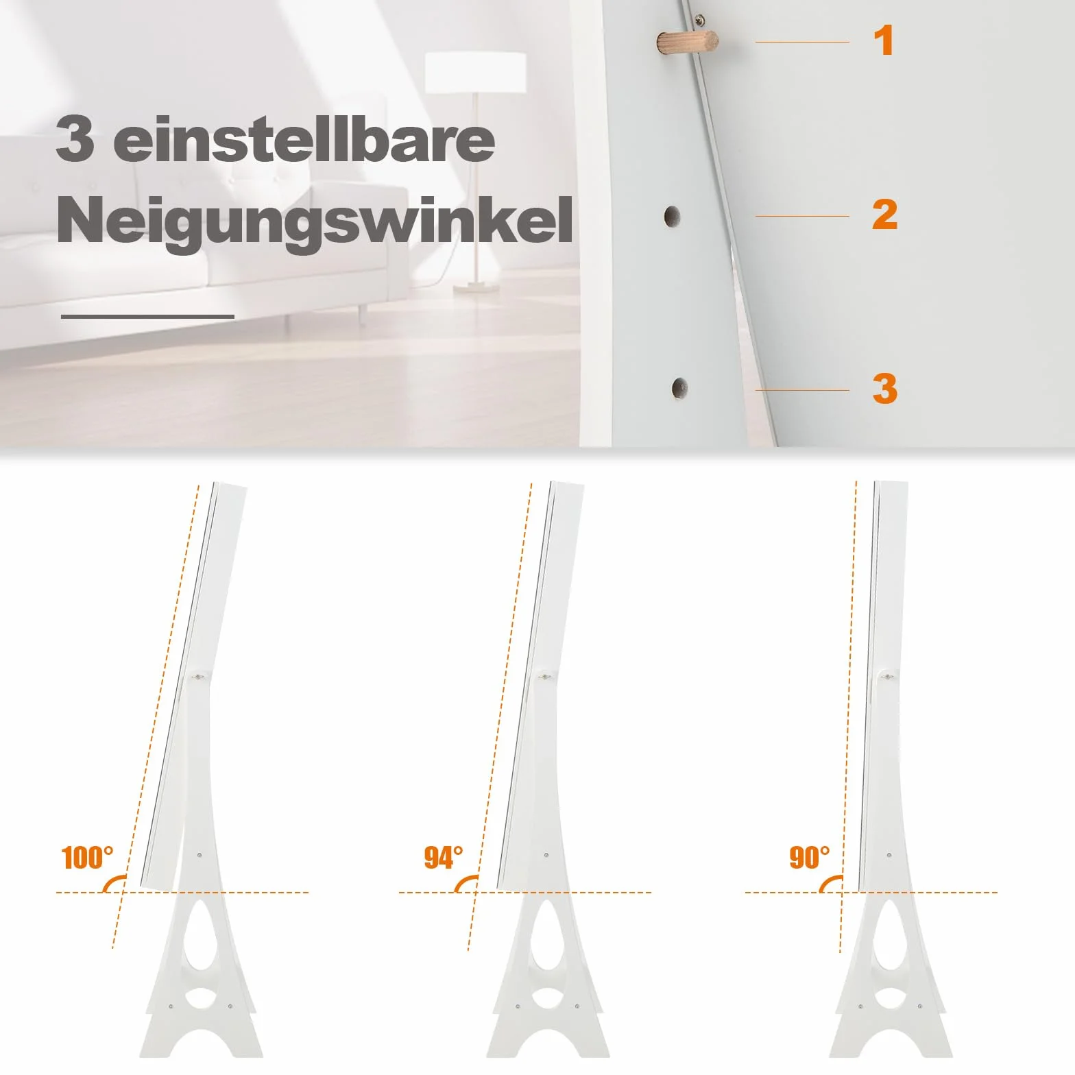 COSTWAY Szafka na biżuterię z lustrem 2w1, zamykana, LED, biała
