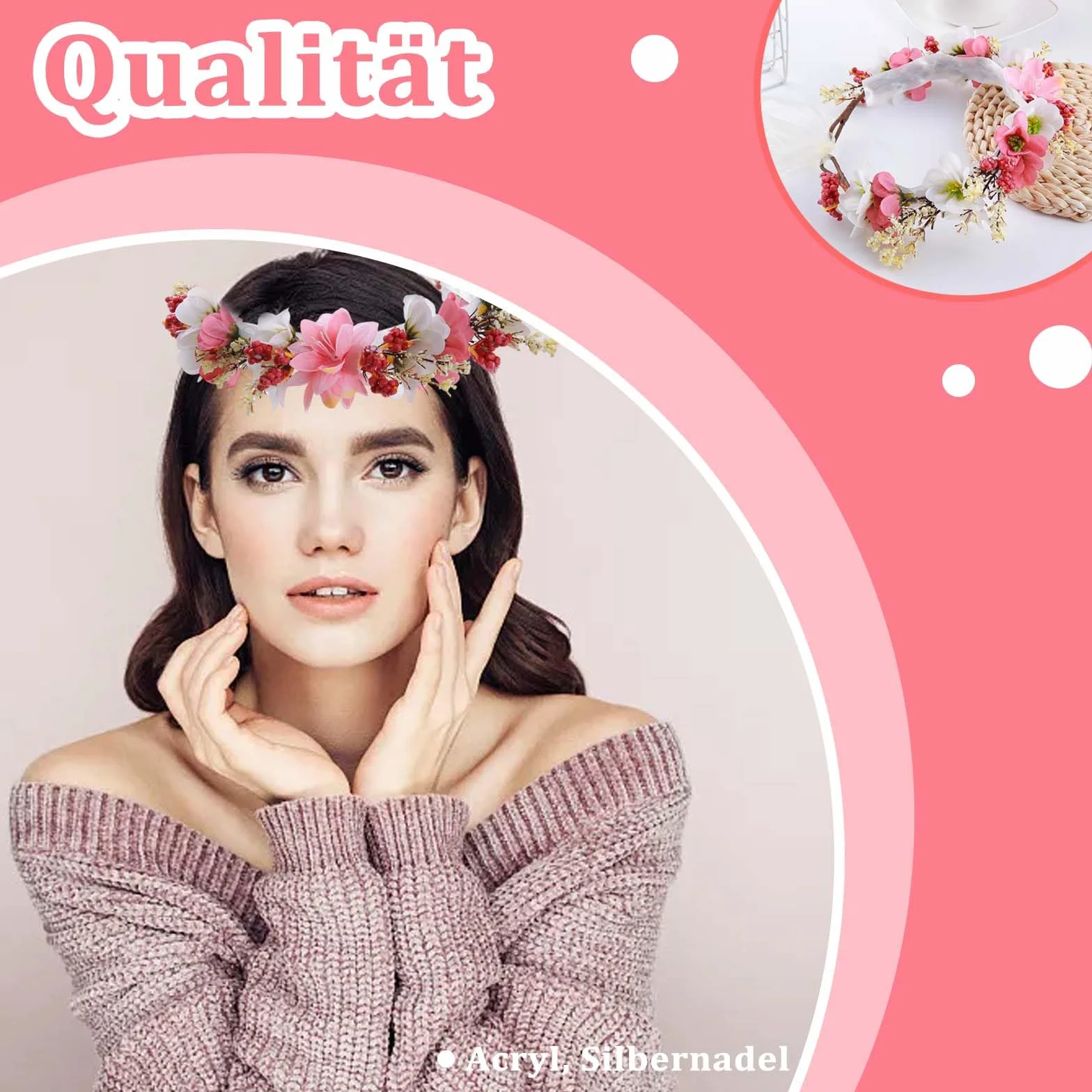 Korona kwiatowa, wianek kwiatowy, opaska na czoło w stylu boho, wianek na włosy, wianek z kwiatów, opaska na czoło, opaska na włosy, na wesele, ceremonię, festiwal, imprezę, plażę