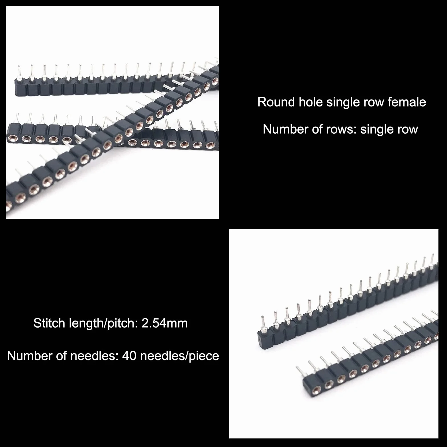 5 szt. 1 x 40 P 2,54 mm okrągły otwór żeński nagłówek cyna pojedynczy rząd 40 pinów PCB IC kryształowe złącze gniazda