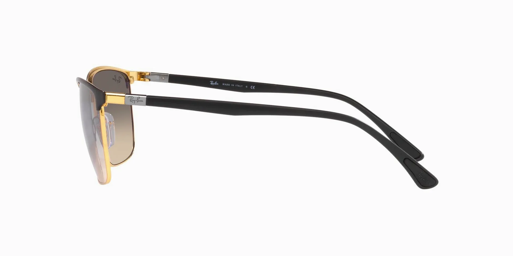 Ray-Ban RB3686 kwadratowe okulary przeciwsłoneczne - 57 mm, Czarny na złotym/przezroczysty gradient szary, 57 mm