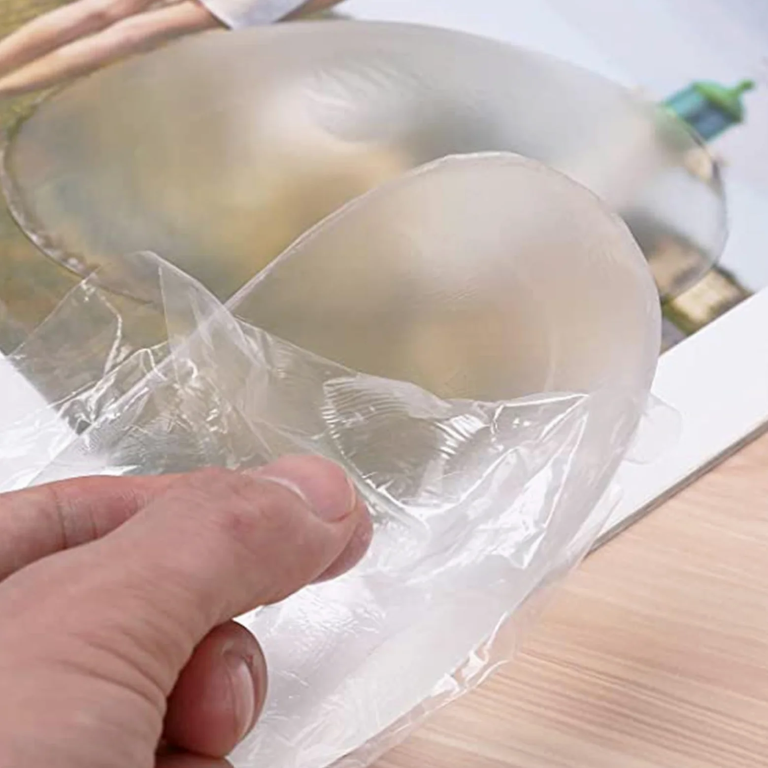 Trójkątne Silikonowe Wkładki Do Biustonosza Mastektomii Niewidoczne Wklęsłe Wkładki Do Biustonosza Samoprzylepne(1000g/pair, Transparent)