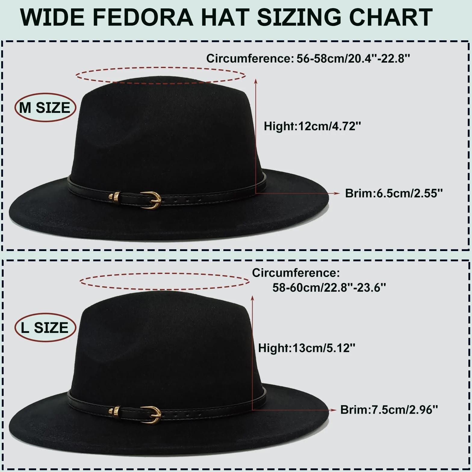 HEYANN Klasyczny kapelusz Fedora z szerokim rondem z klamrą do paska, filcowy kapelusz Trilby, kapelusz panamski, kapelusz jazzowy dla kobiet i mężczyzn