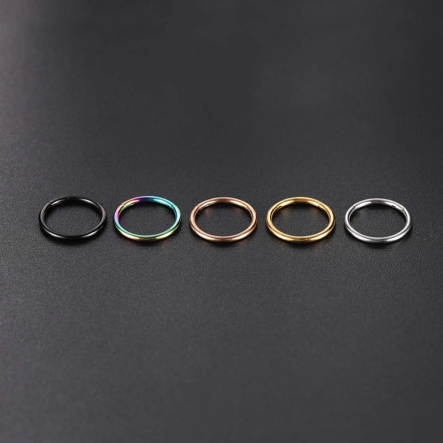 hengkaixuan 2 szt. tytanowe pierścienie do nosa na zawiasach segmentowe pierścienie zatrzaskowe chrząstka helix warga tragus muszla piercing biżuteria śpioszki kolczyki płatek przegrody nosowej