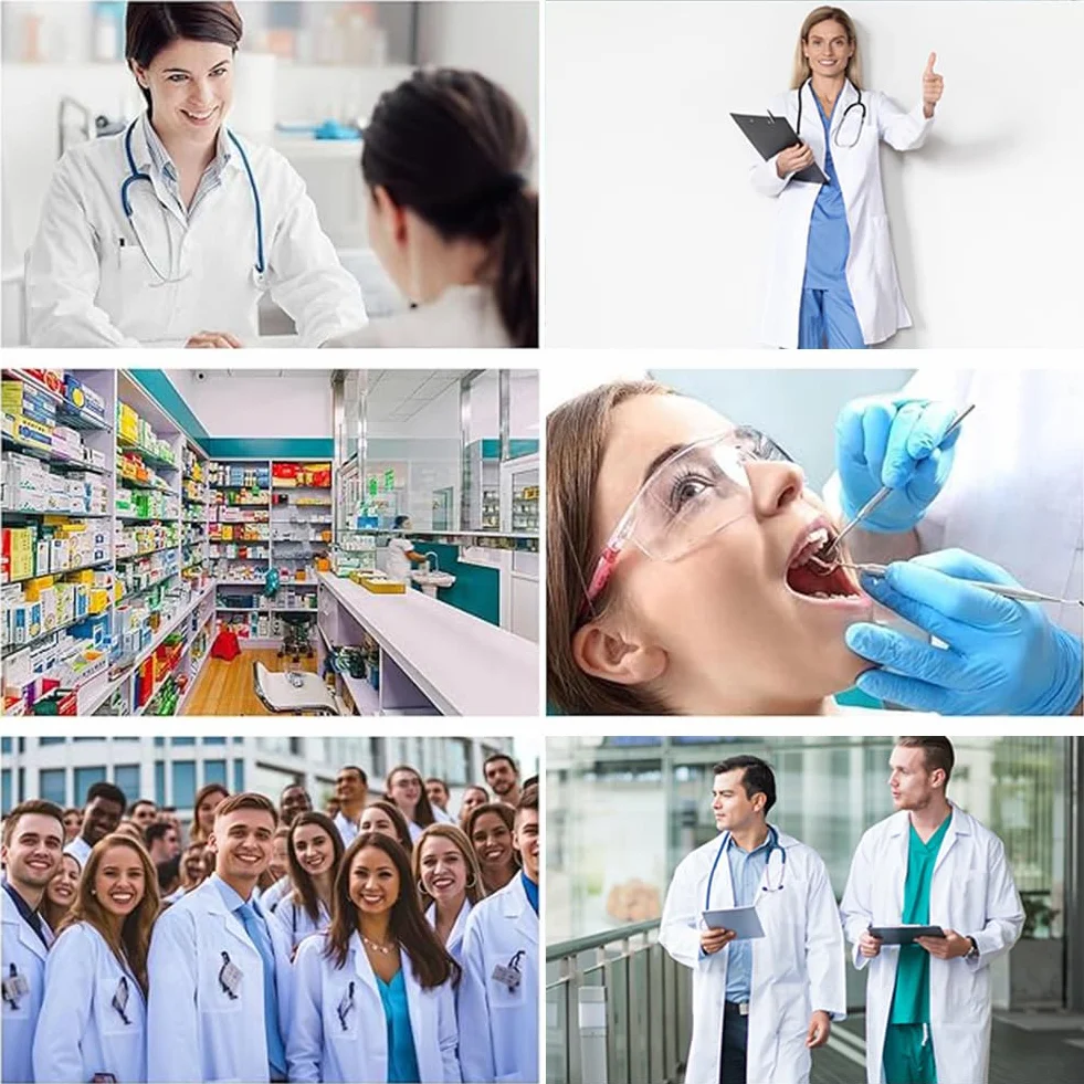 Fartuch laboratoryjny dla mężczyzn i kobiet, fartuch lekarski, bawełniany fartuch lekarski z 3 kieszeniami, uniseks, do laboratorium, nauki, pracy