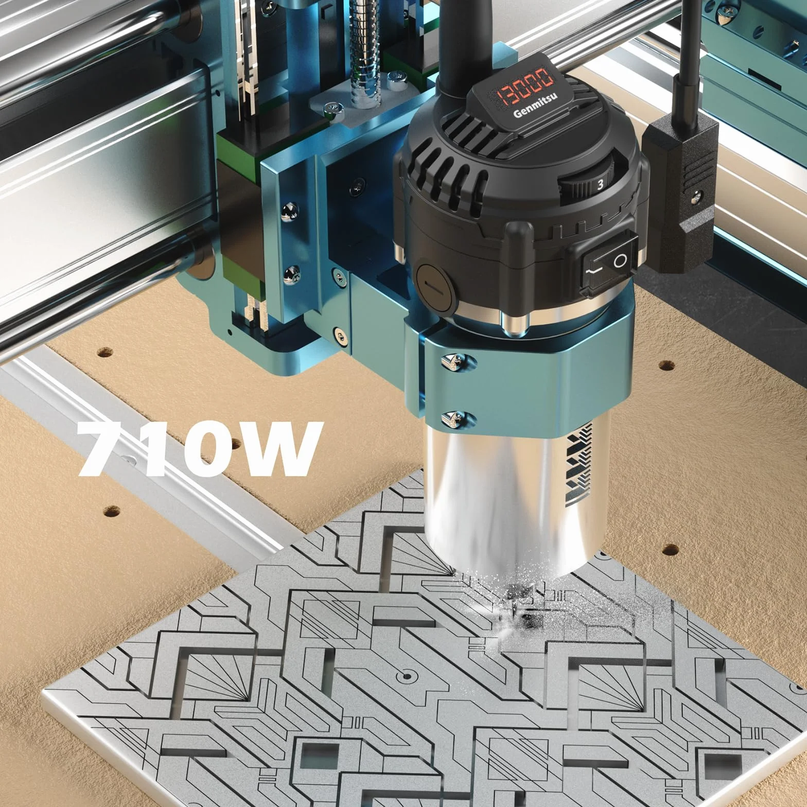 Genmitsu 4040-PRO MAX Maszyna CNC z trymerem 710 W, napędzanie szyną liniową, 3-osiowa maszyna do grawerowania drewna, metalu, akrylu, do frezowania